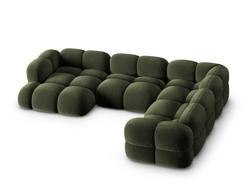 Right-facing velvet U-shaped corner sofa LORETTO green