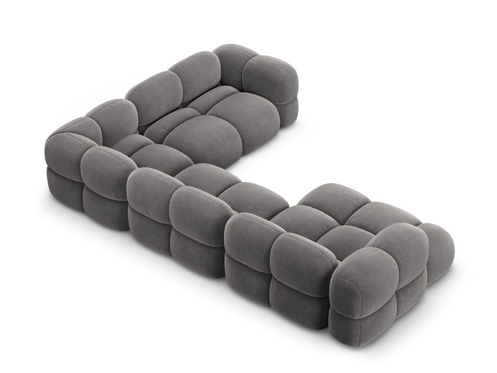 Right-facing velvet U-shaped corner sofa LORETTO gray
