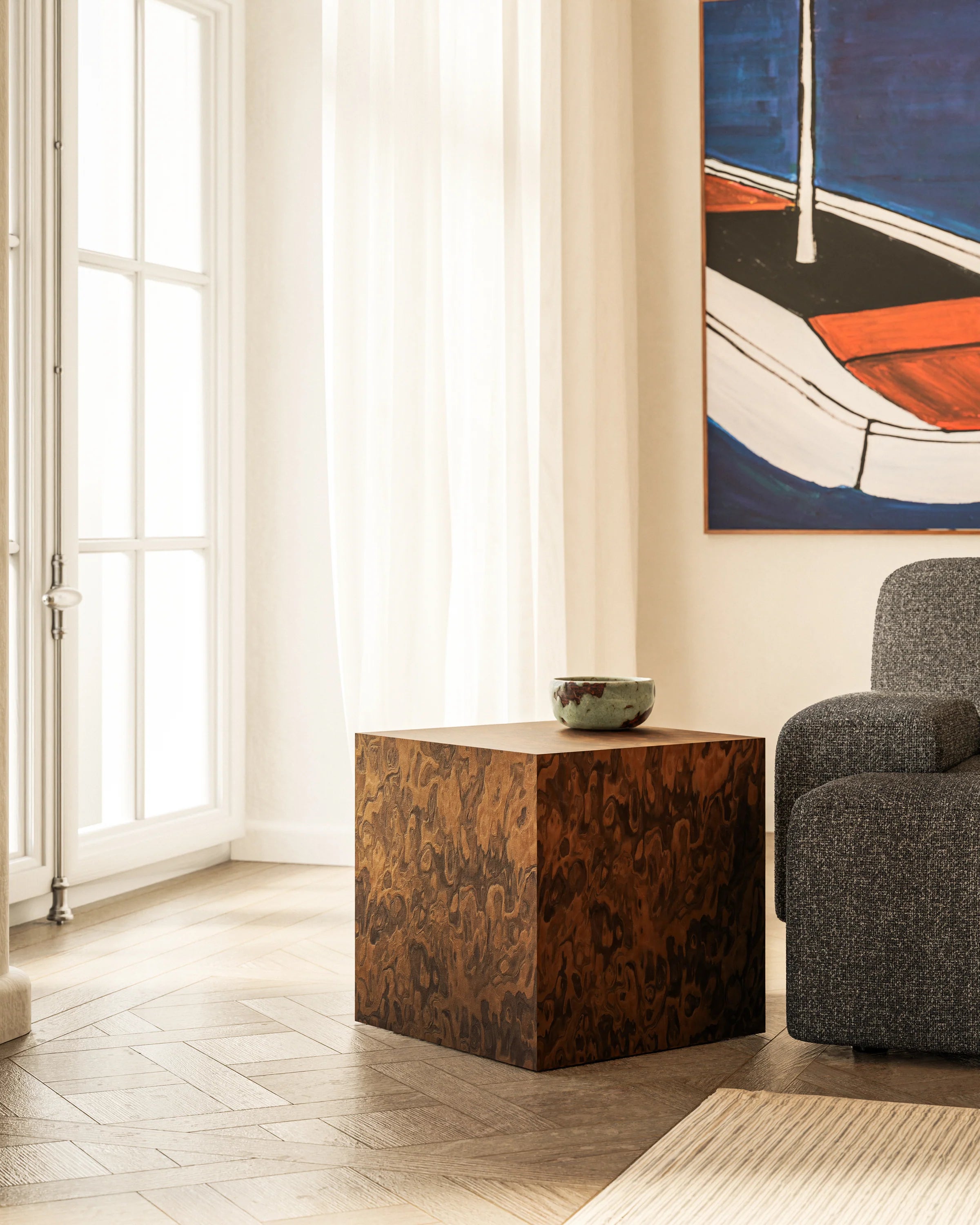 CUBE California Burl Side Table