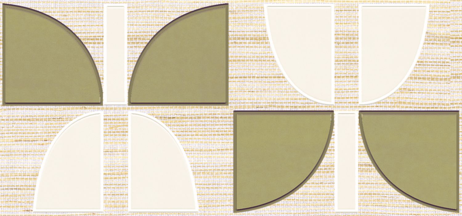 Plant fiber wallpaper with geometric pattern HIKARI - IVORY KHAKI ivory with khaki