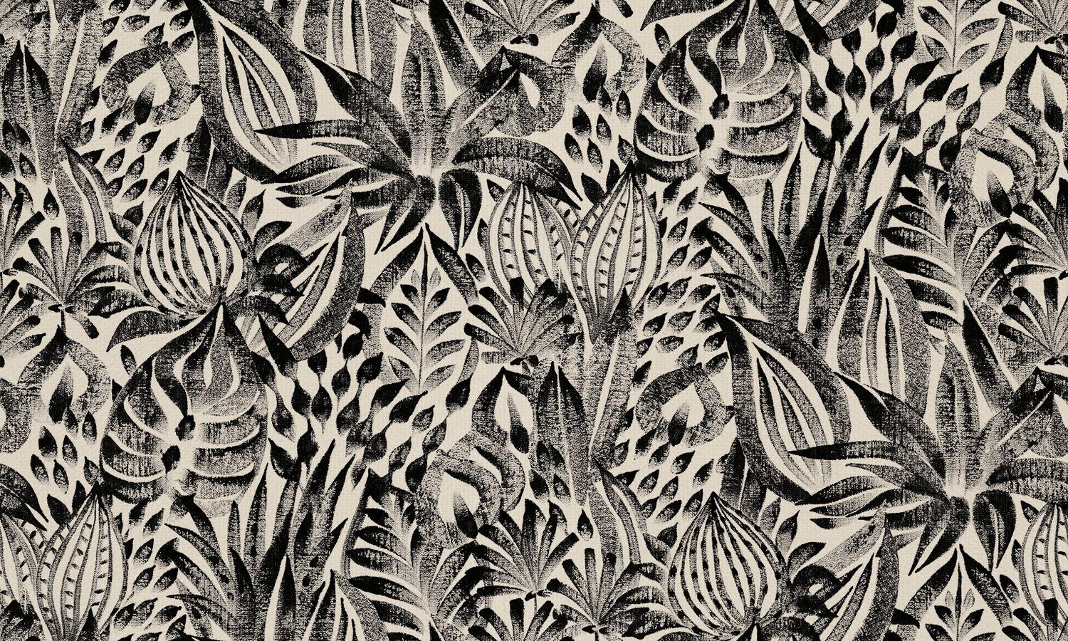 Textile wallpaper with a plant pattern FOLIAGE - NOIR black