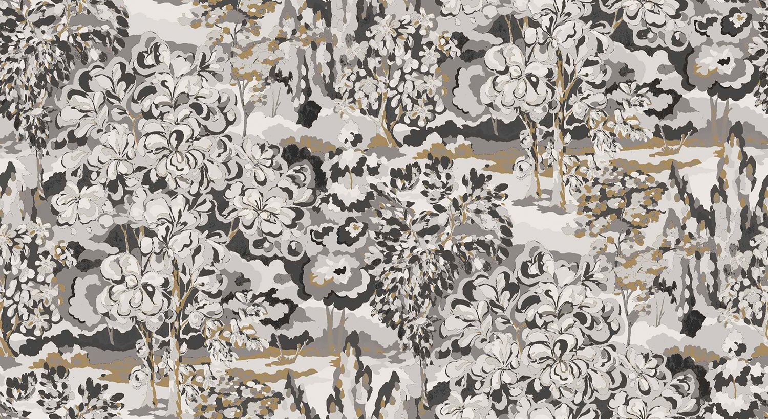 Textile wallpaper with a plant pattern VERDURE - TAUPE brown-gray