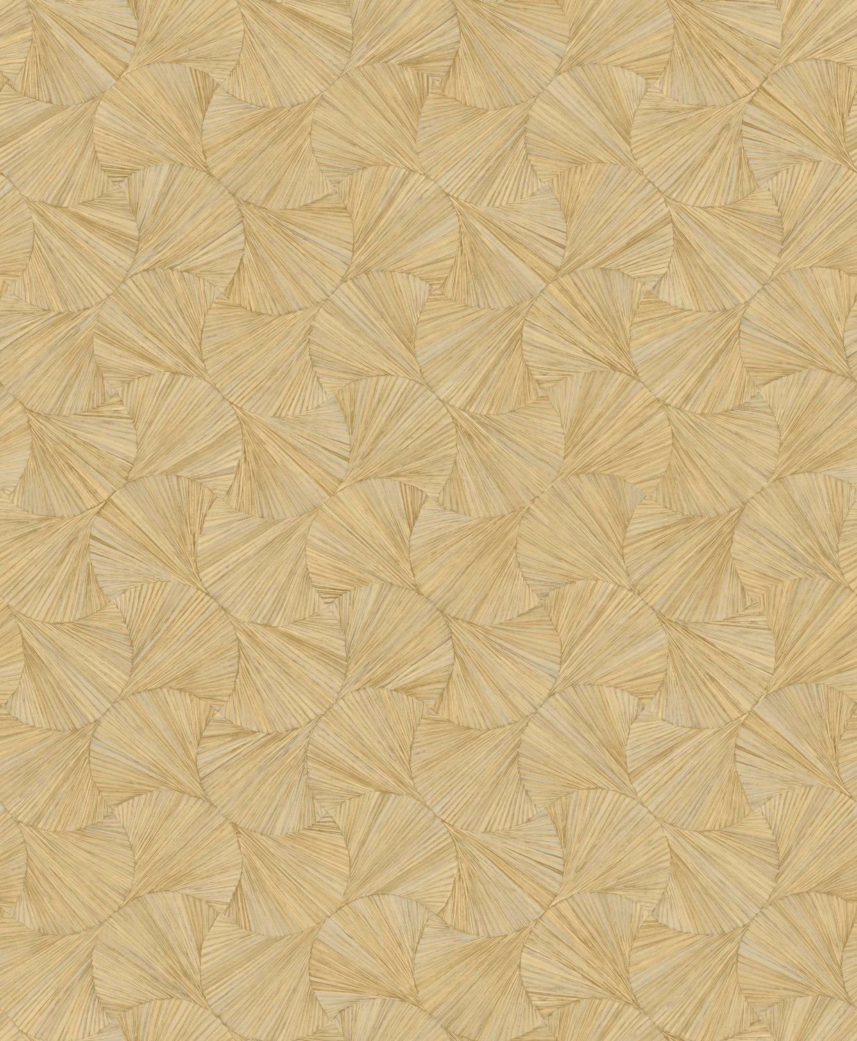 Geometric Structural Wallpaper with Leaf Plant Motif LOMBOK - PAILLE Straw Beige