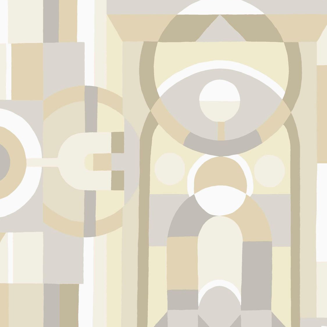 Stained Glass Geometric Pattern Wallpaper VITRAIL - WHITE/BEIGE