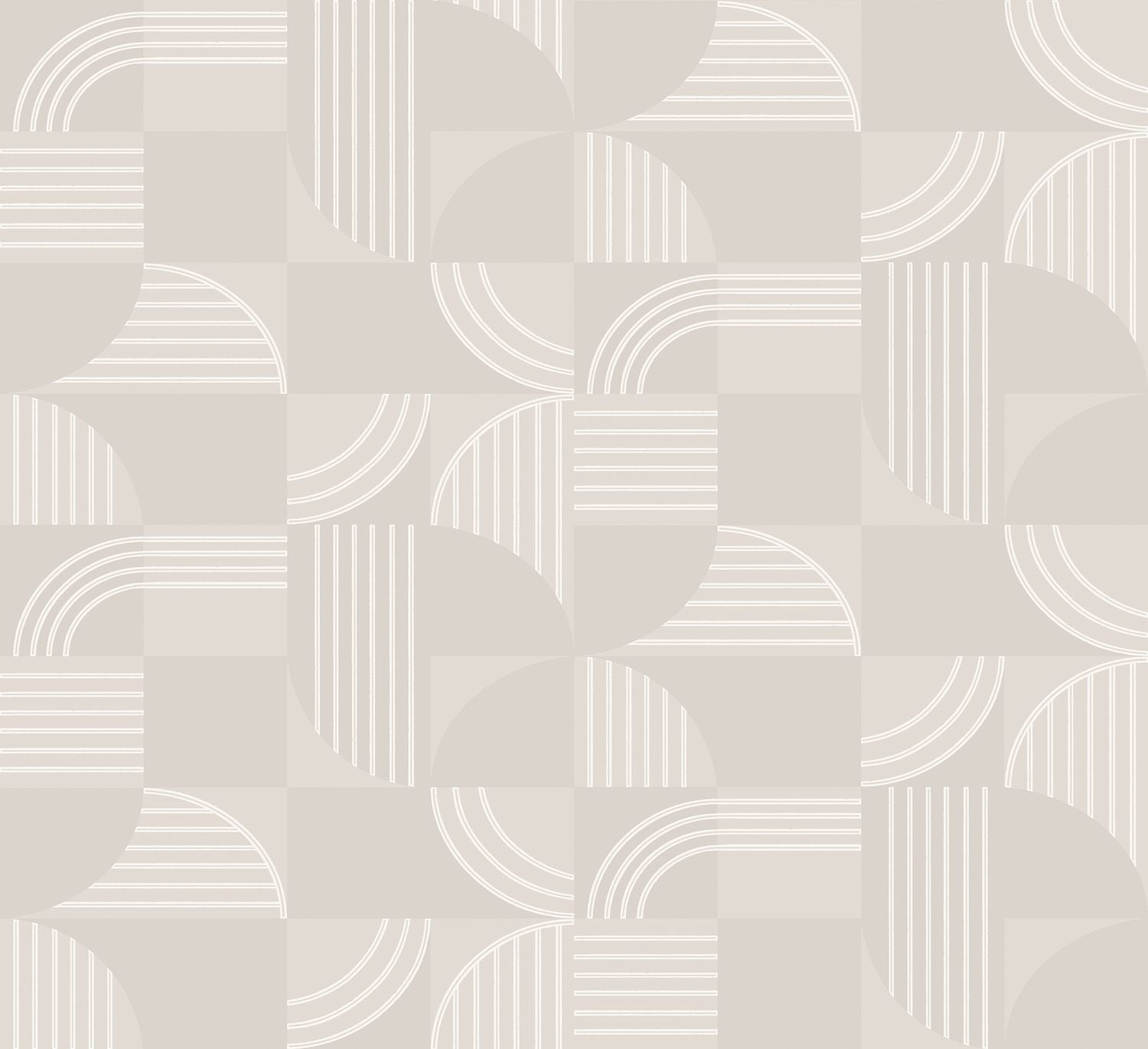 Non-woven wallpaper with a geometric pattern ANNÉES 30 - SAND beige