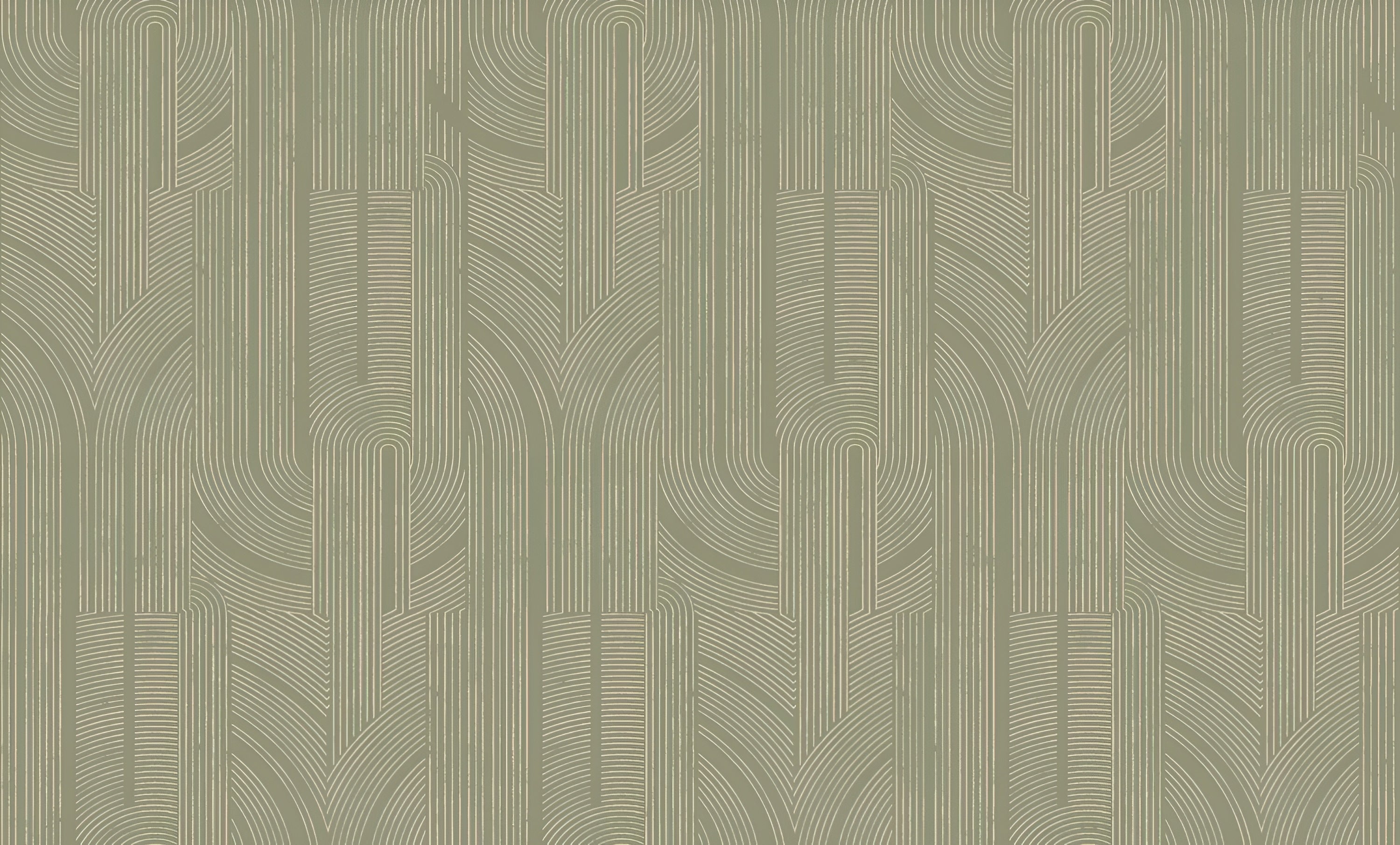 Metallic wallpaper with a geometric striped pattern PORTE DORÉE - KAKI CLAIR/NACRÉ khaki with a pearlescent finish