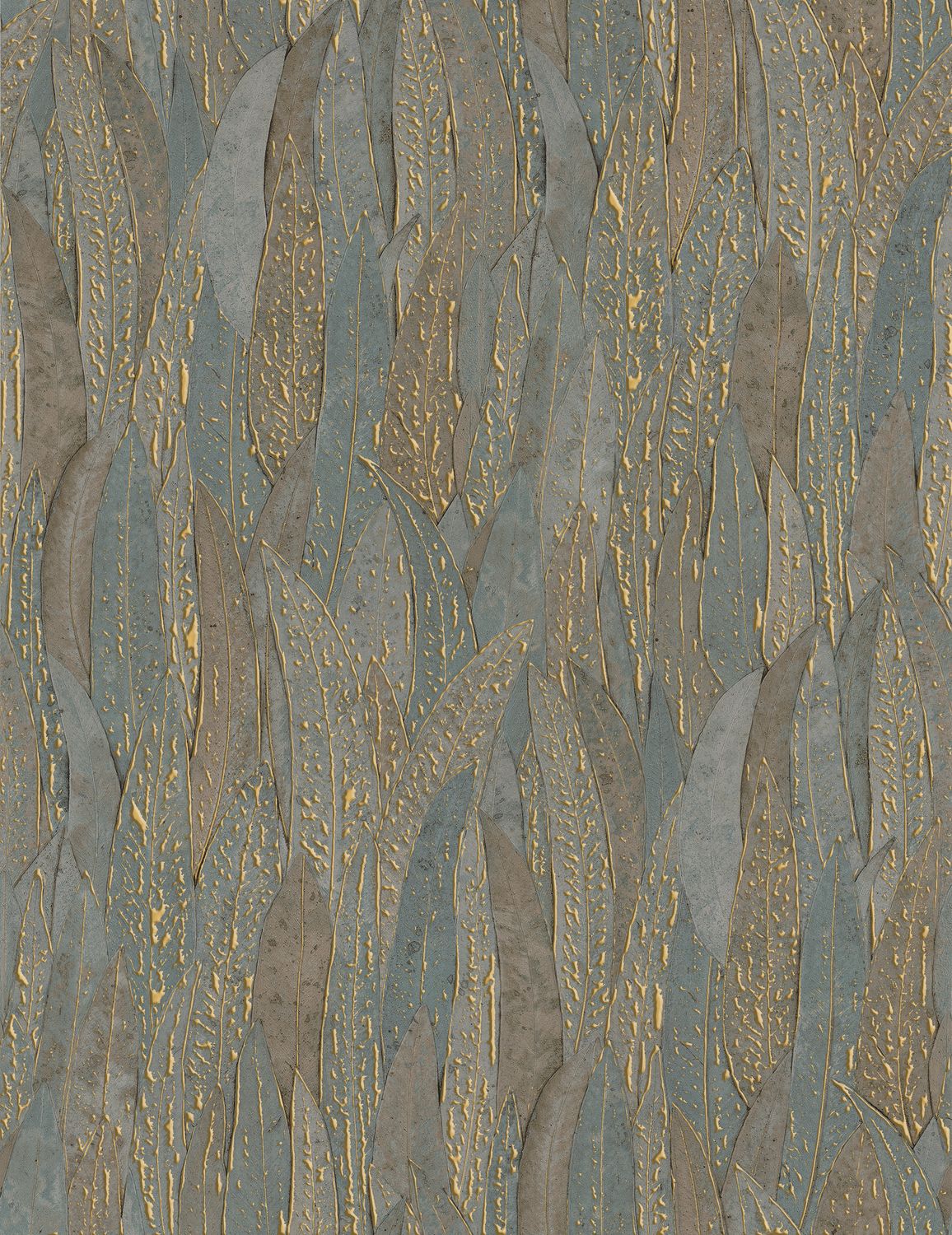 CINEREA Plant Motif Wallpaper - VERT Green with Gold