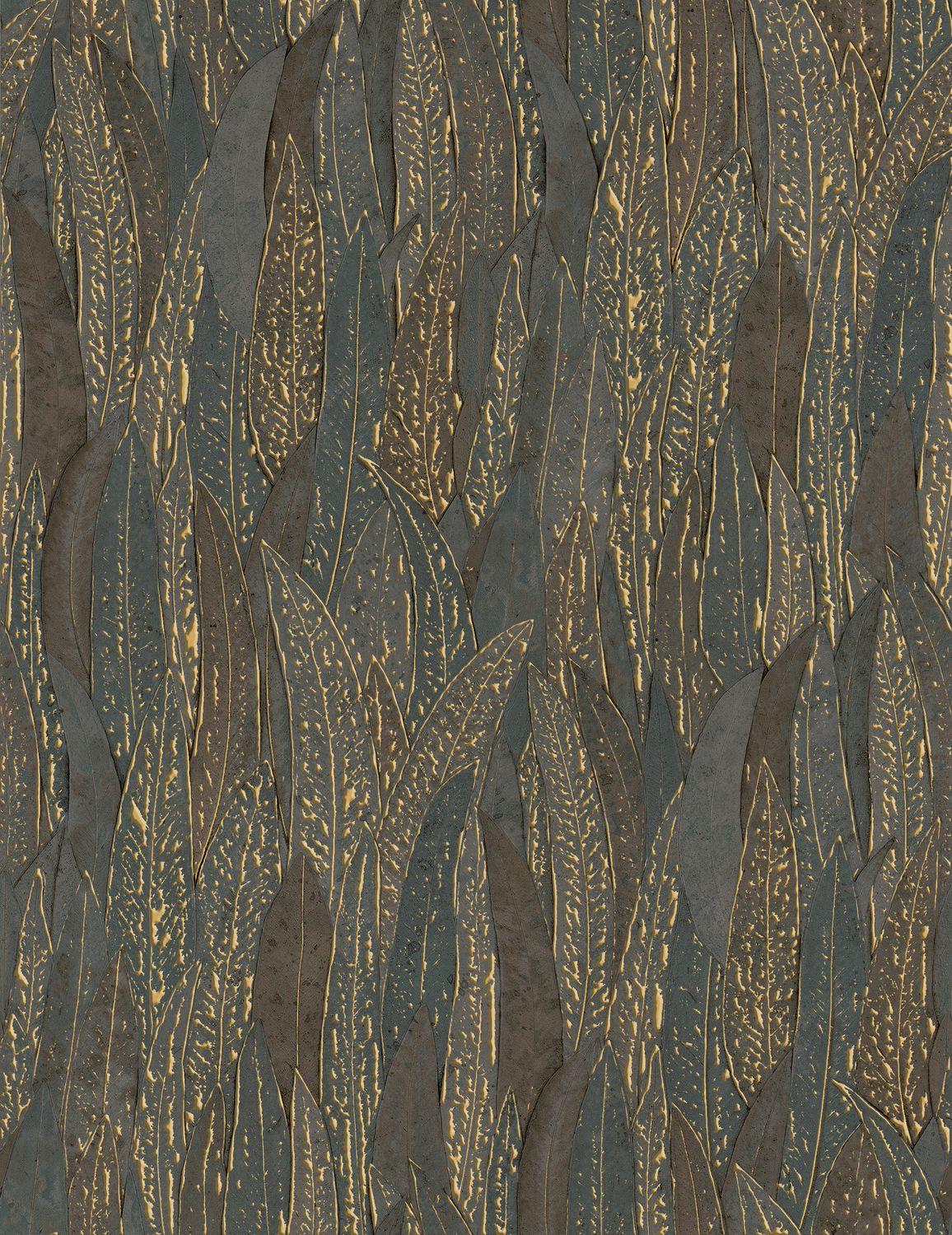 Plant Motif Wallpaper CINEREA - ANTHRACITE/GOLD anthracite with gold