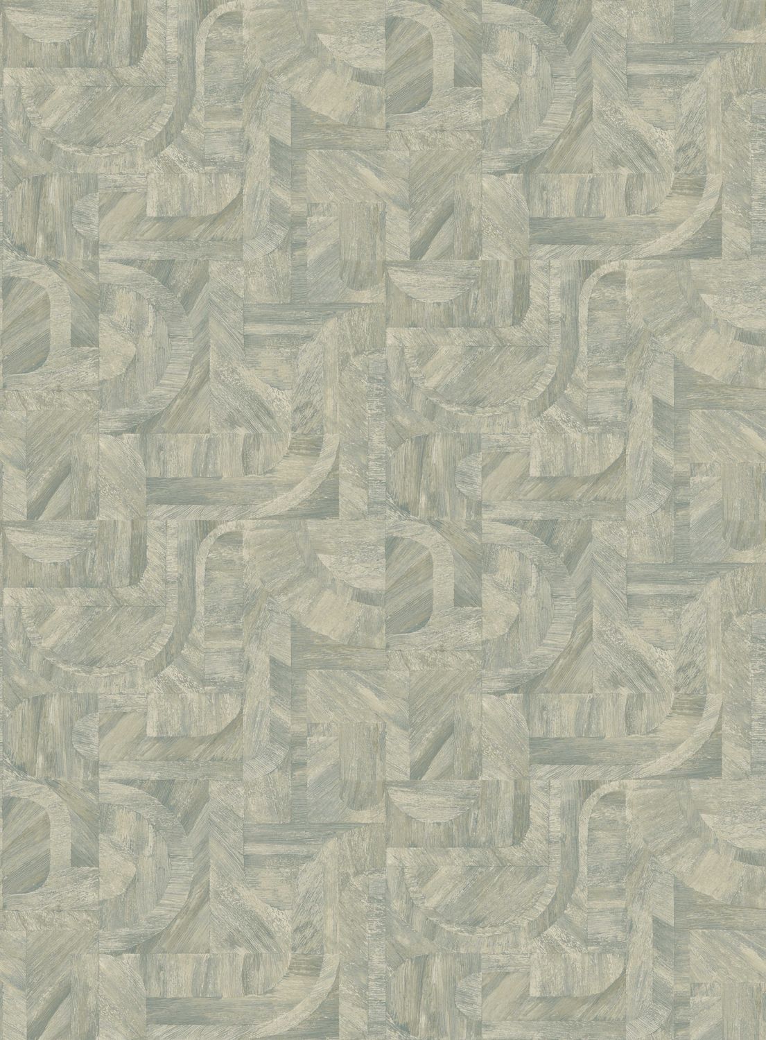 Tapete mit einem Muster inspiriert von der Intarsientechnik INTARSIA - OPALINE eisblau