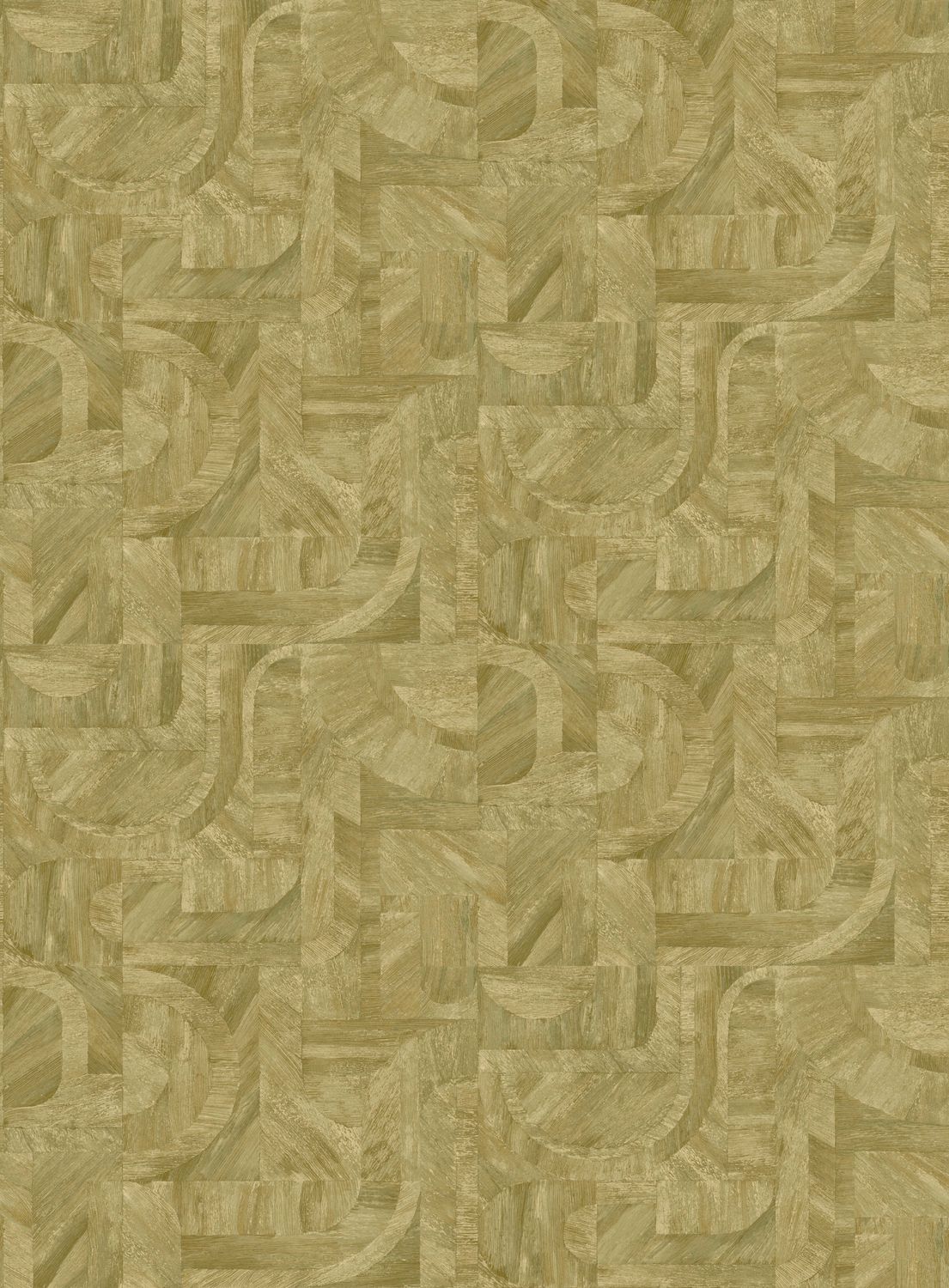 Wallpaper with a pattern inspired by the intarsia technique INTARSIA - OLIVE CACTUS