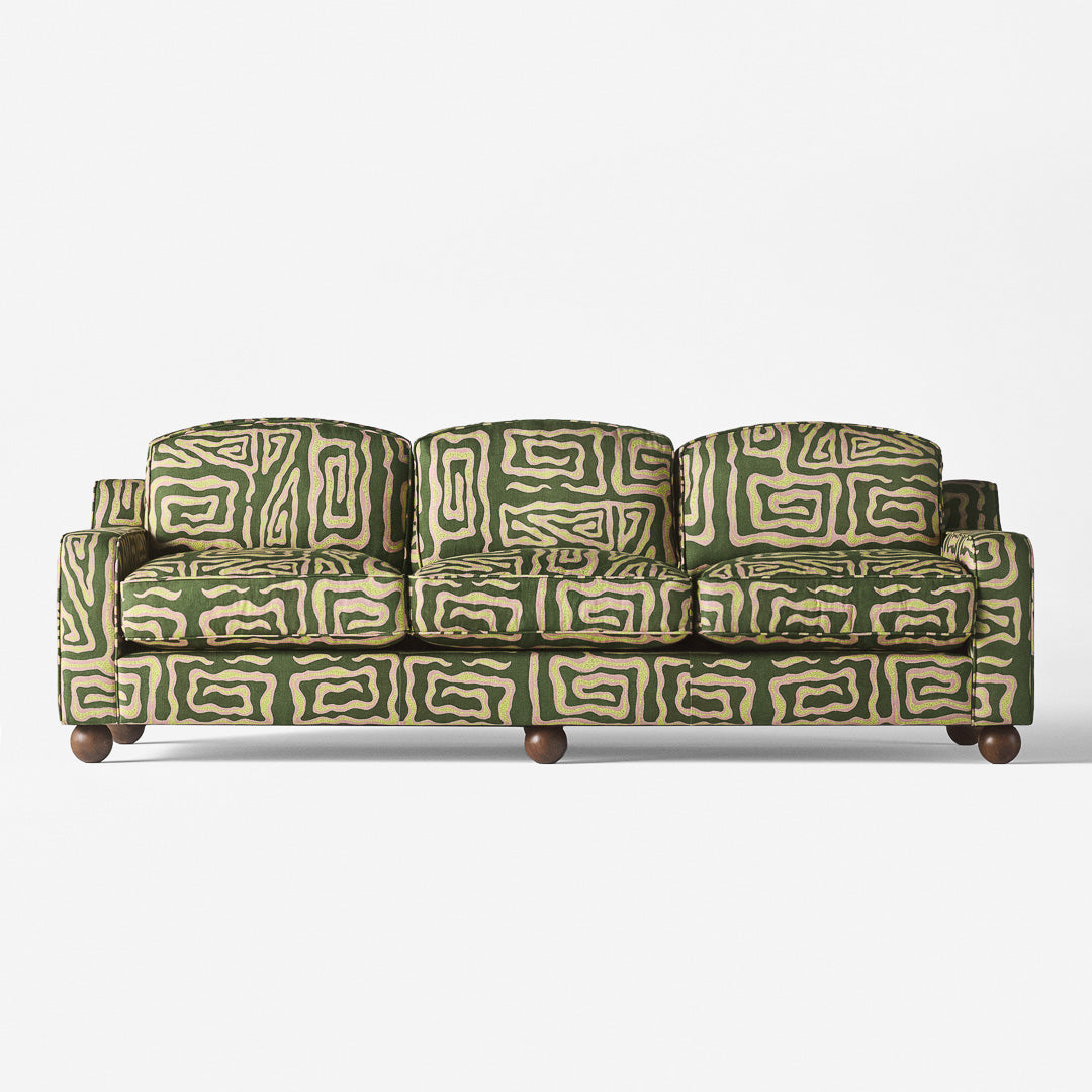 3-Seater Sofa LOLA Green with Beige Pattern