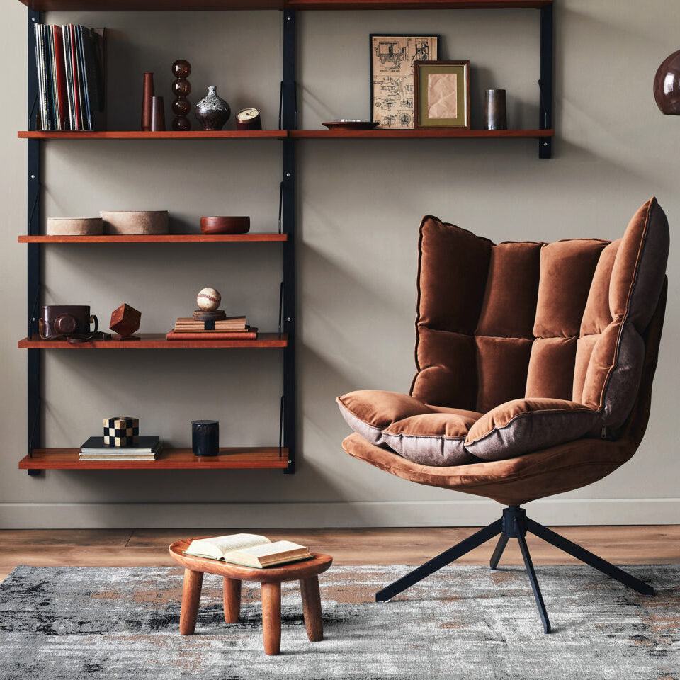 DECO RUGS Gray Rug with Brown and Black