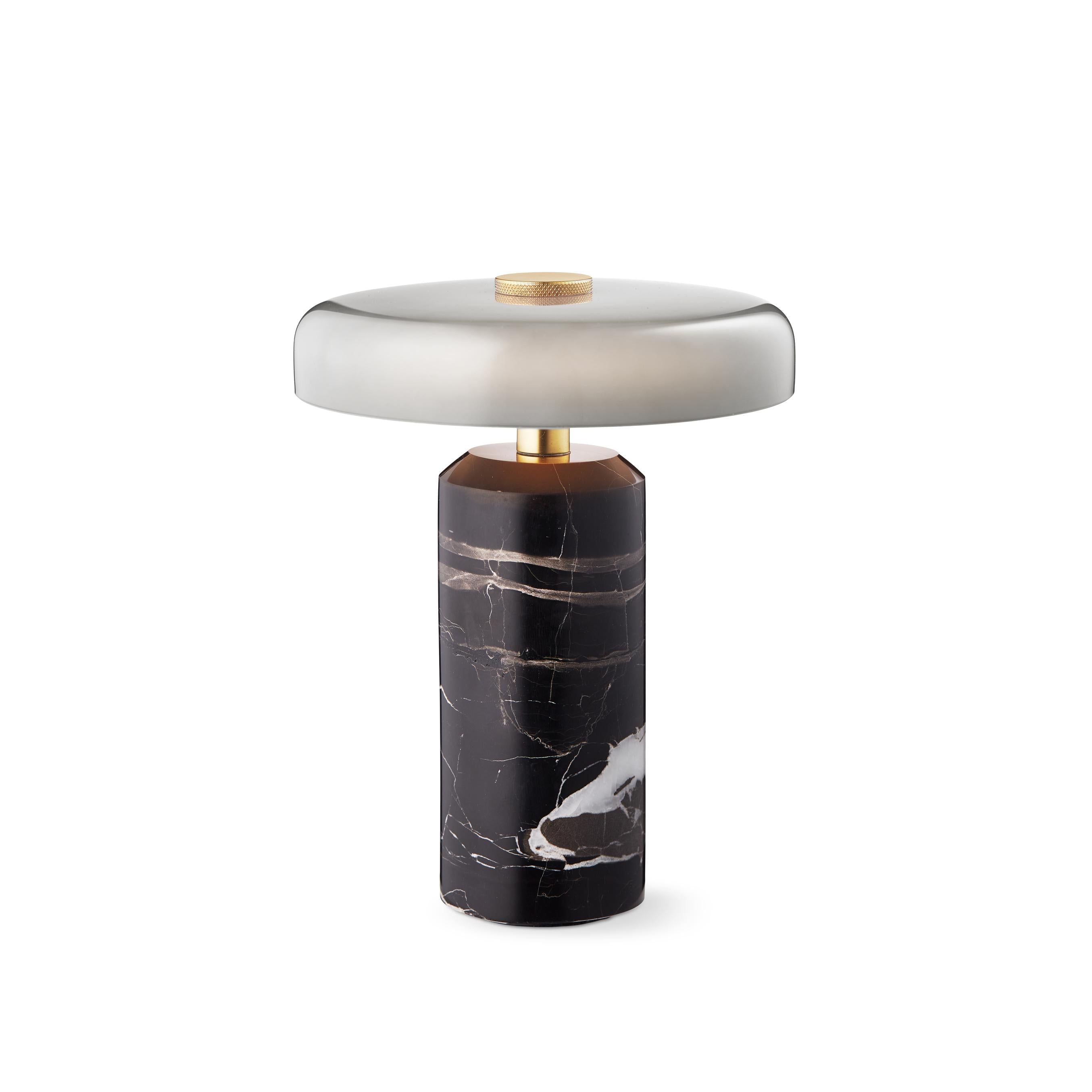 Tragbare Lampe TRIP grauer Marmor mit rauchigem Glas
