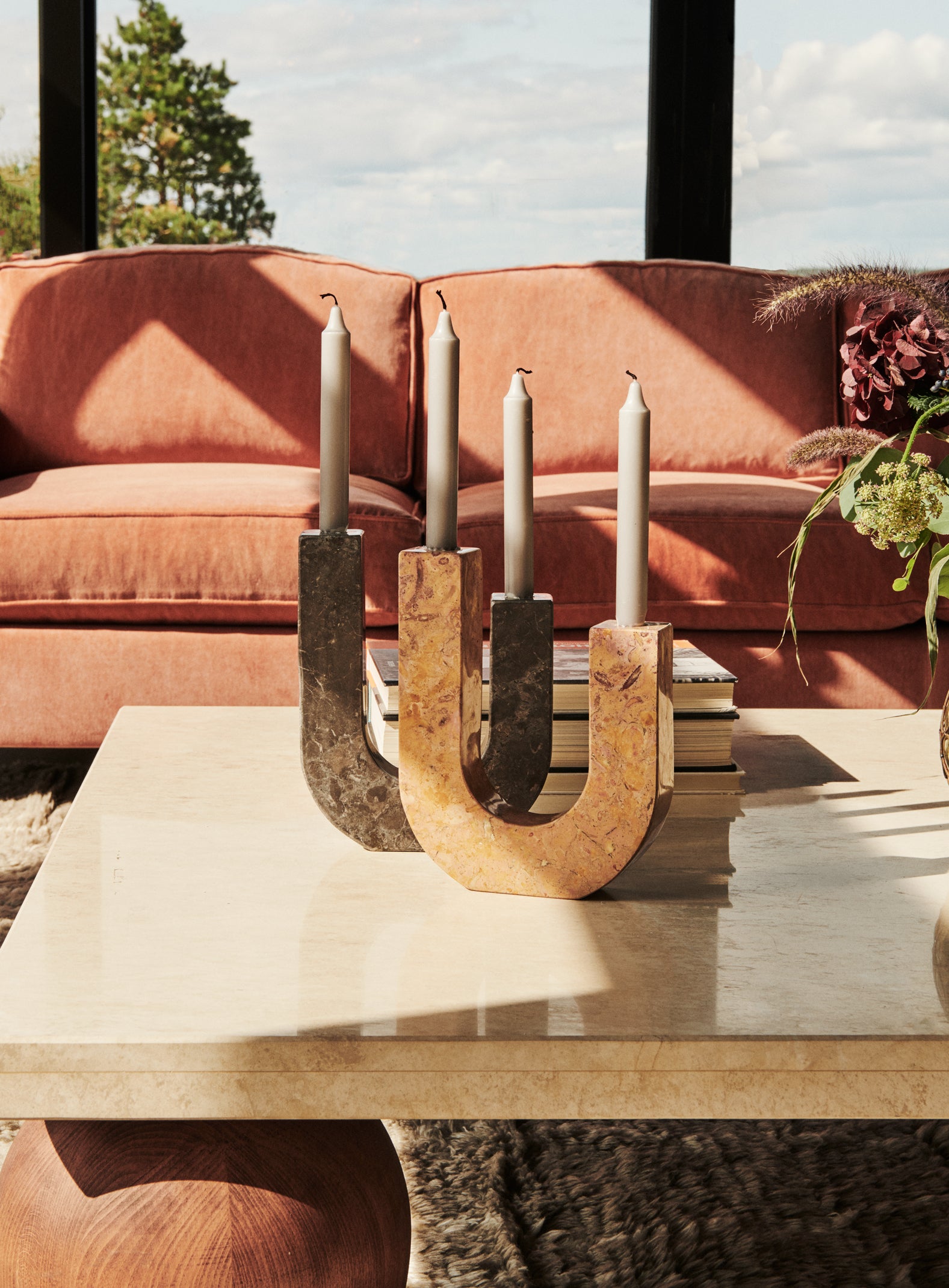 ARCO Candle Holder Orange Marble