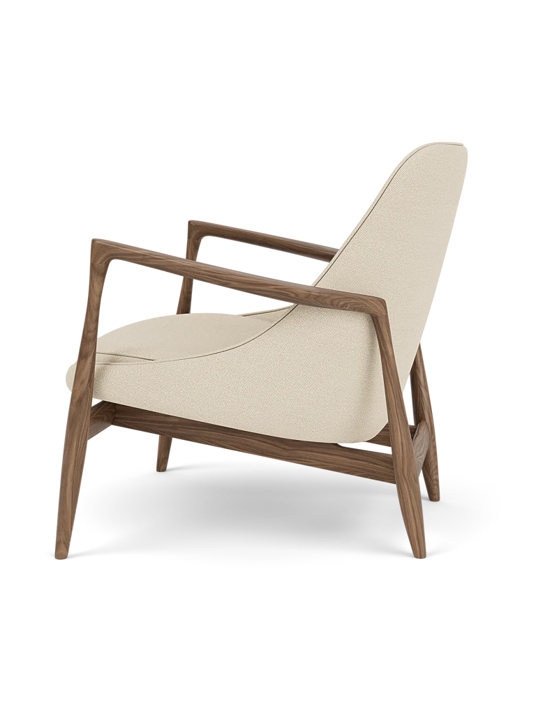 Sessel ELIZABETH beige mit Nussbaumfuß