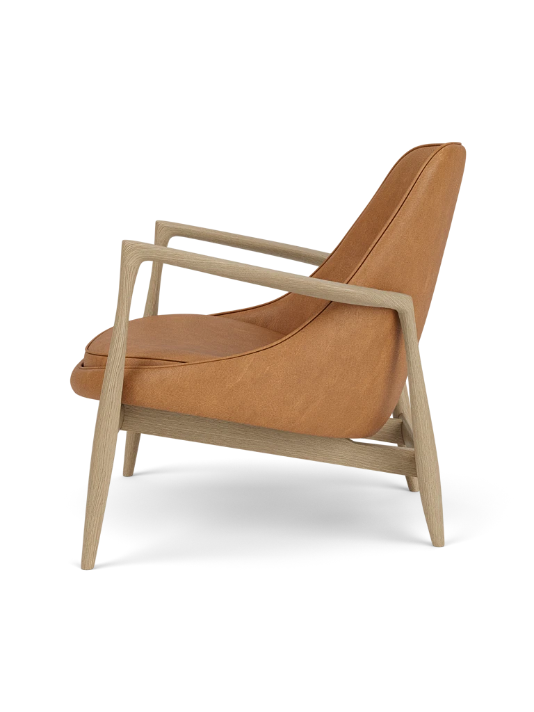 Sessel ELIZABETH cognacfarbenes Leder mit Eichenbasis [Julia]