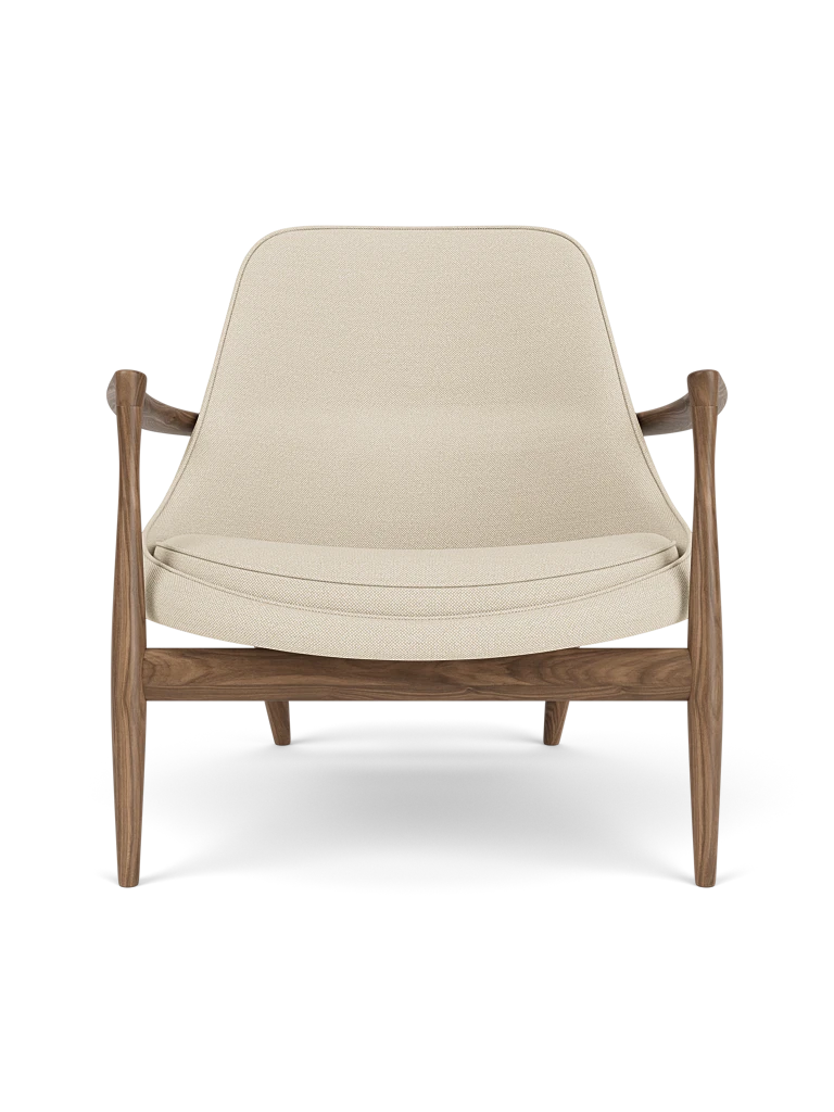 Sessel ELIZABETH beige mit Nussbaumfuß