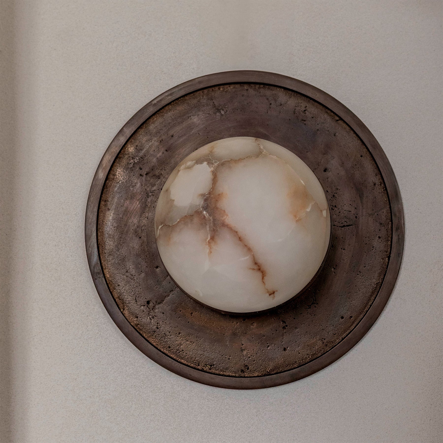 Alabaster Ceiling Light FULL MOON Brass with Dark Patina