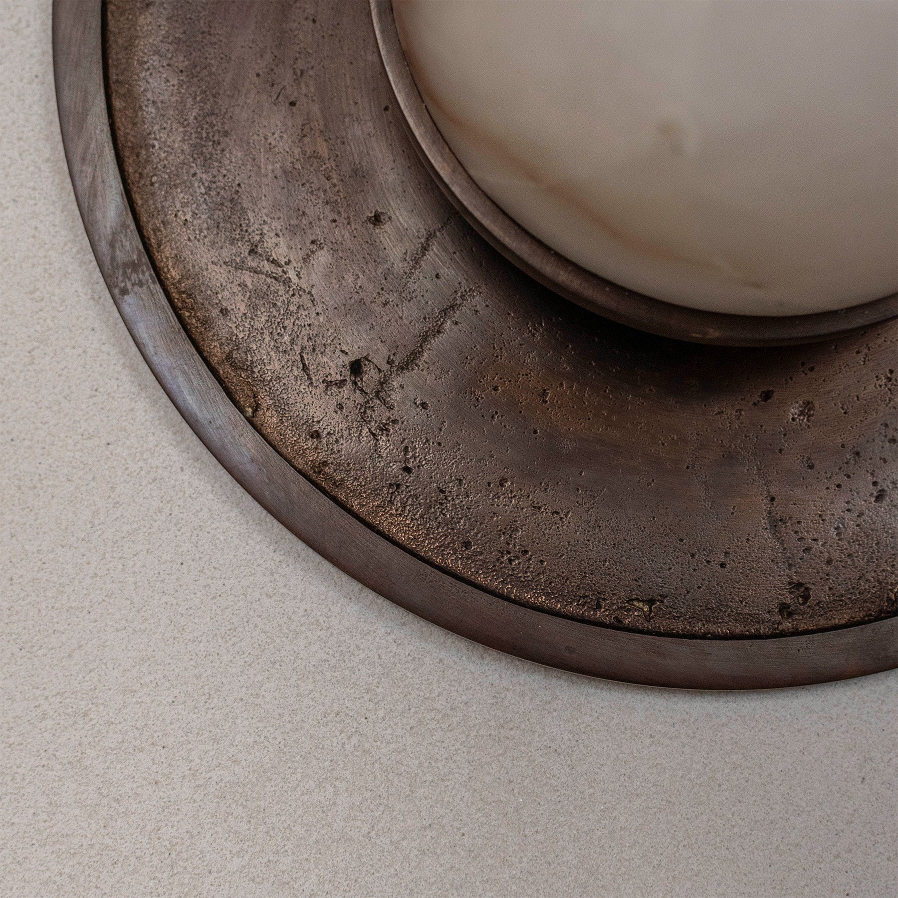 Alabaster Ceiling Light FULL MOON Brass with Dark Patina