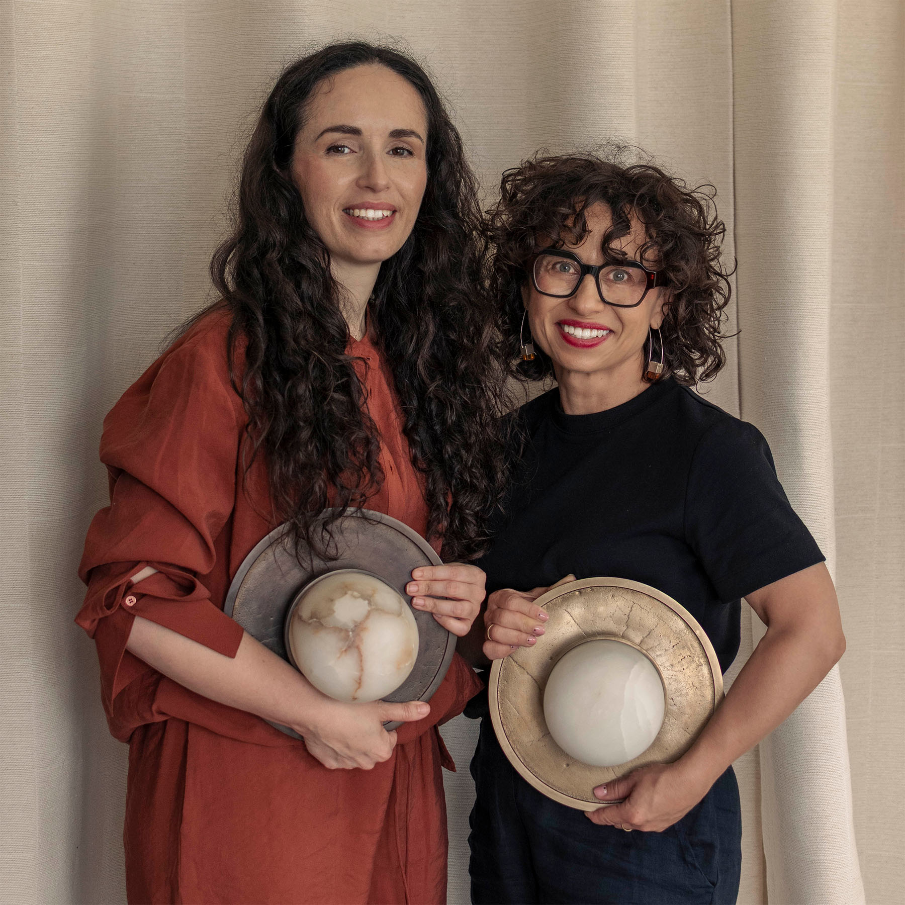 Alabaster Ceiling Light FULL MOON Brushed Brass