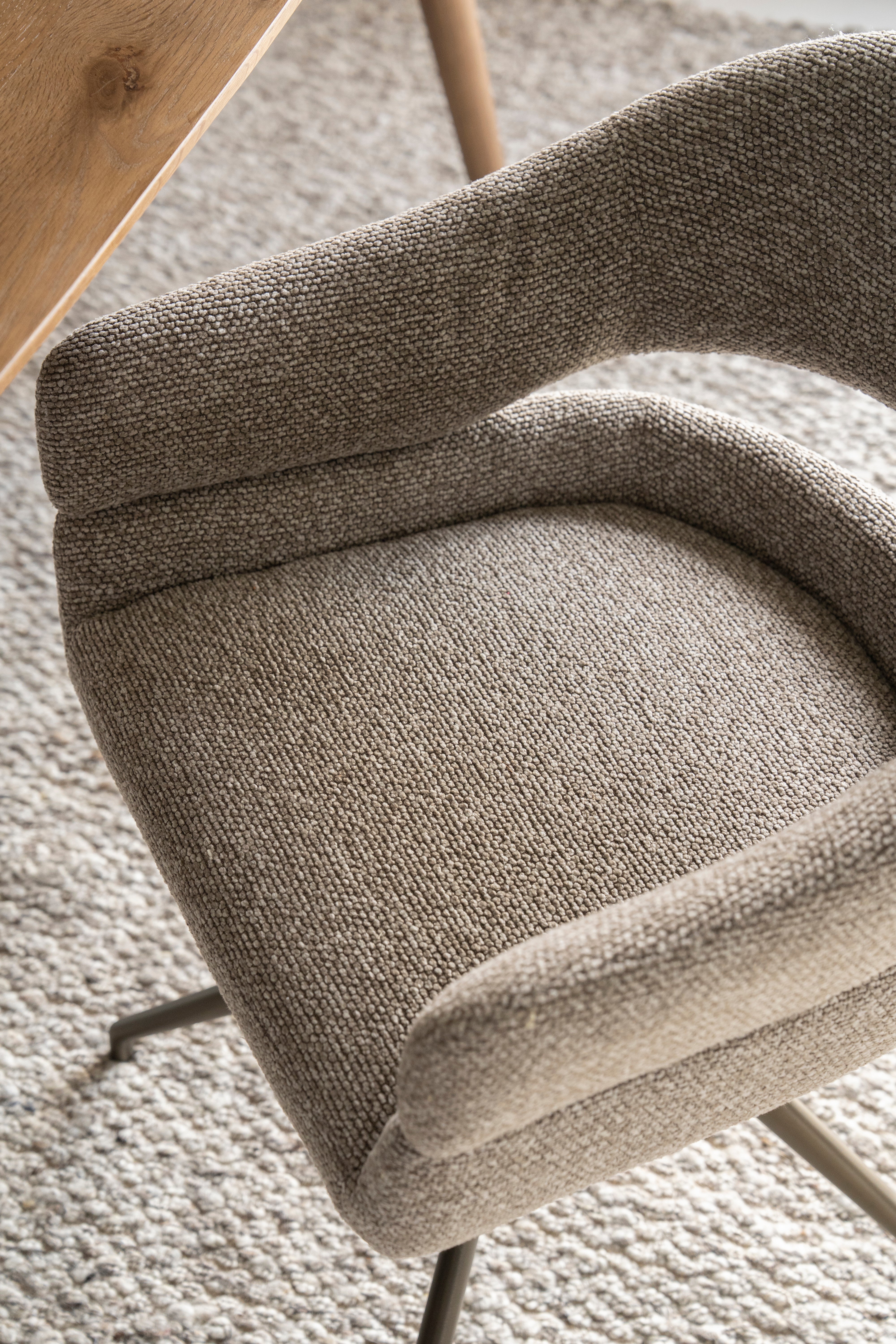 HAILEY taupe swivel chair with dark brown base