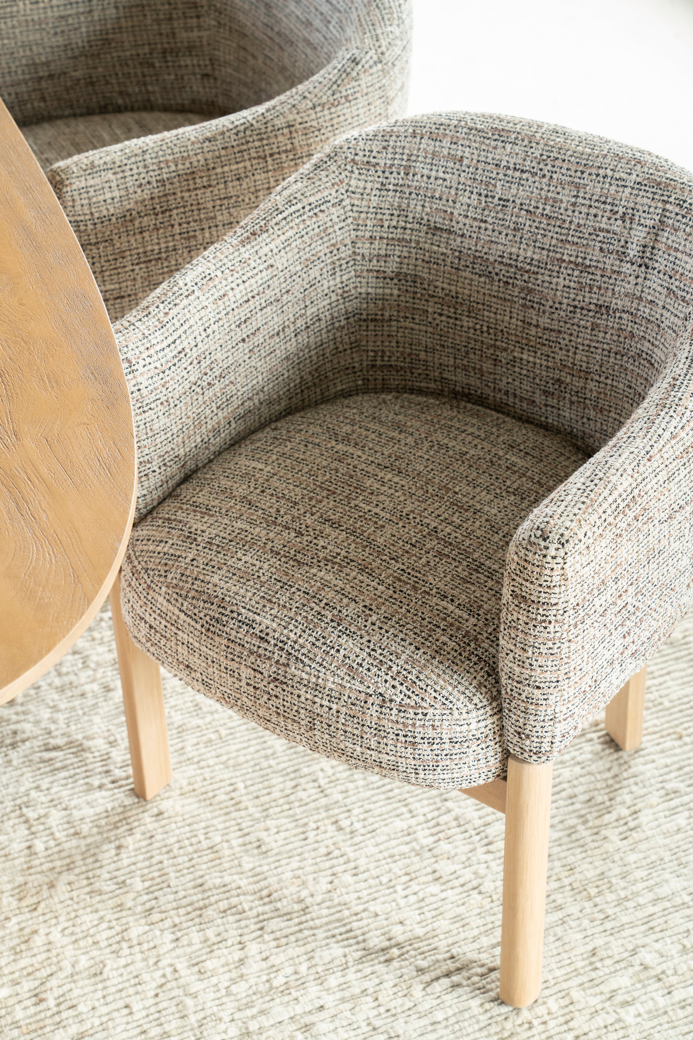 MICHA armchair in taupe with oak base