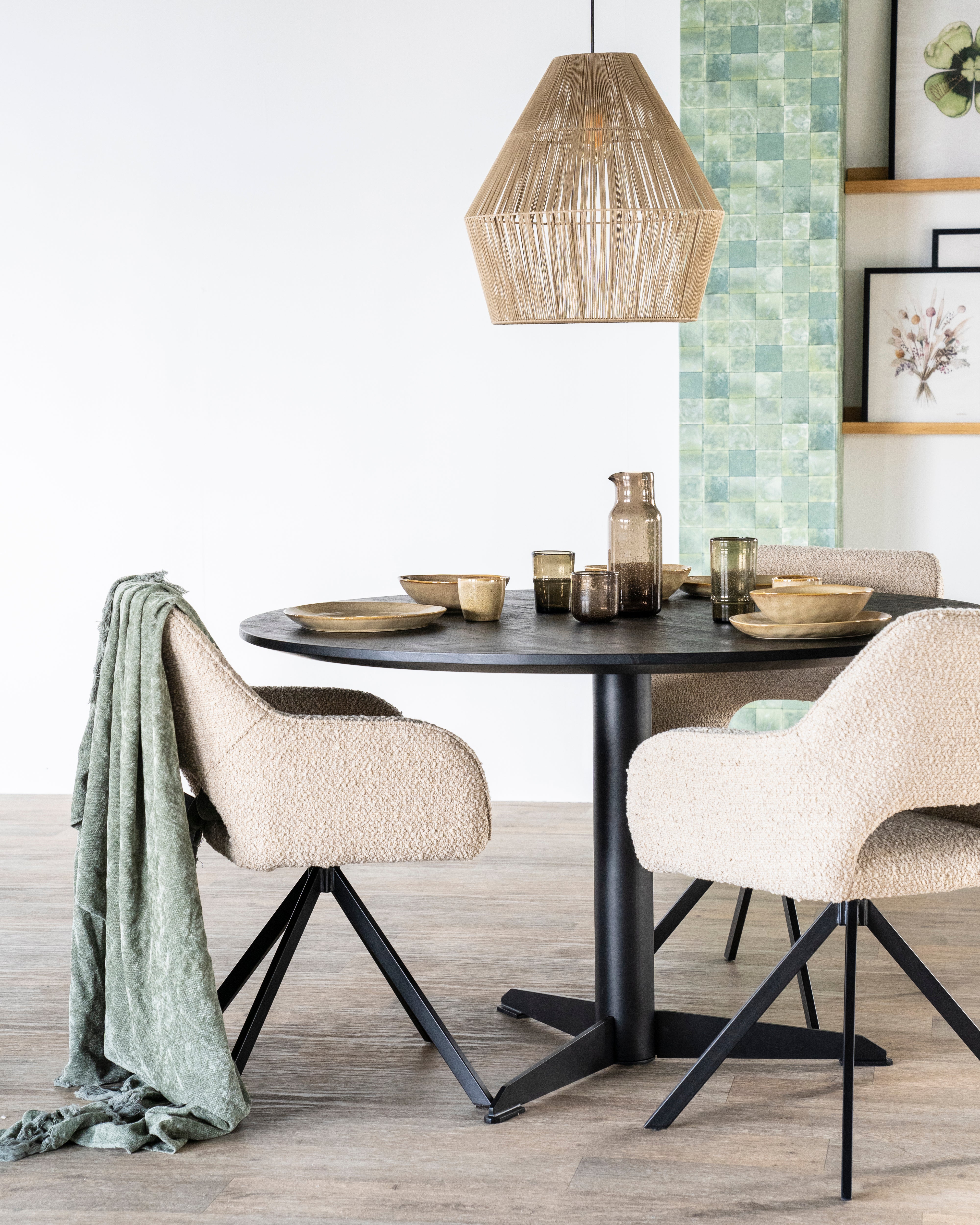 FABIO Chair in Sand with Black Base