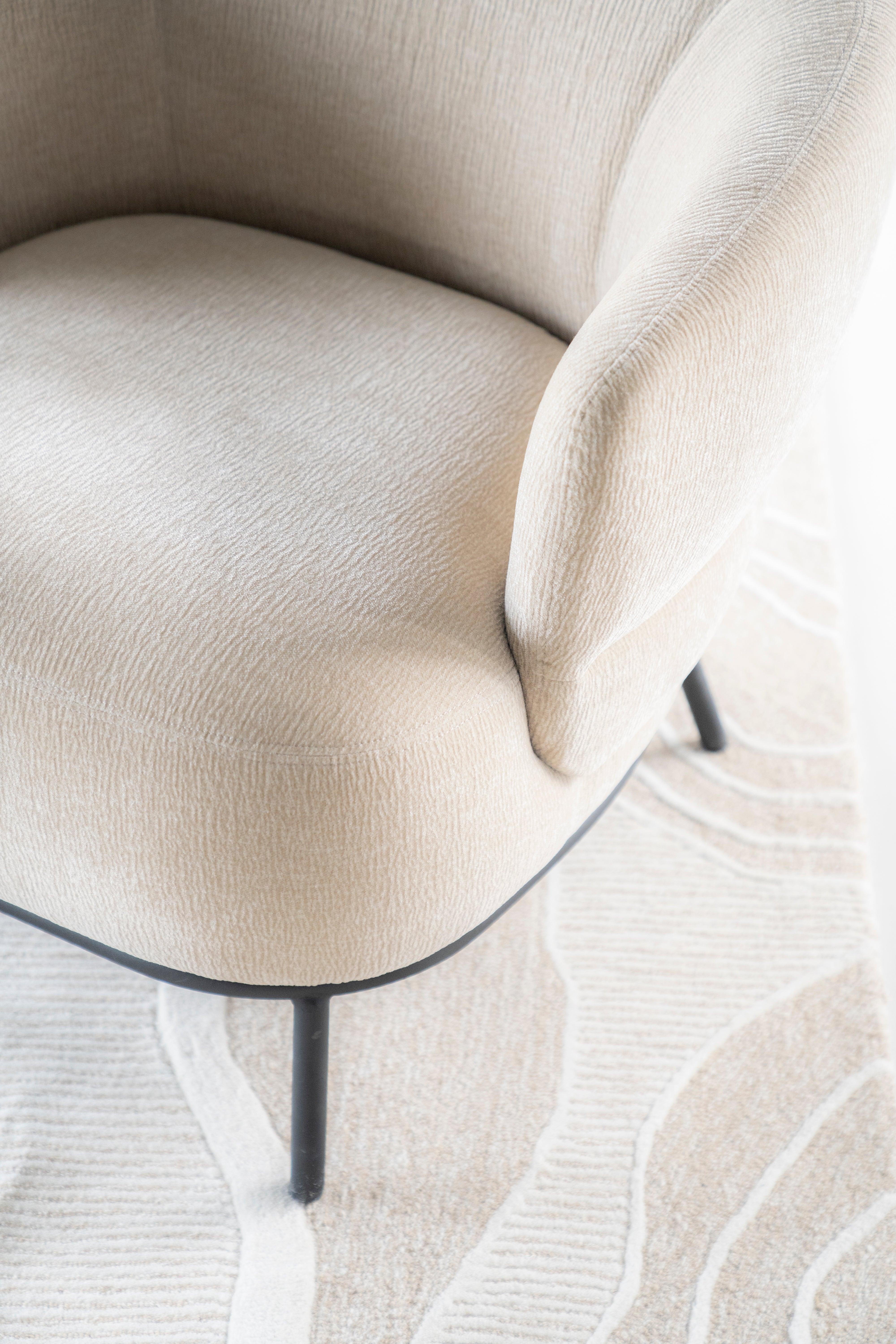 DAVID beige armchair with black base