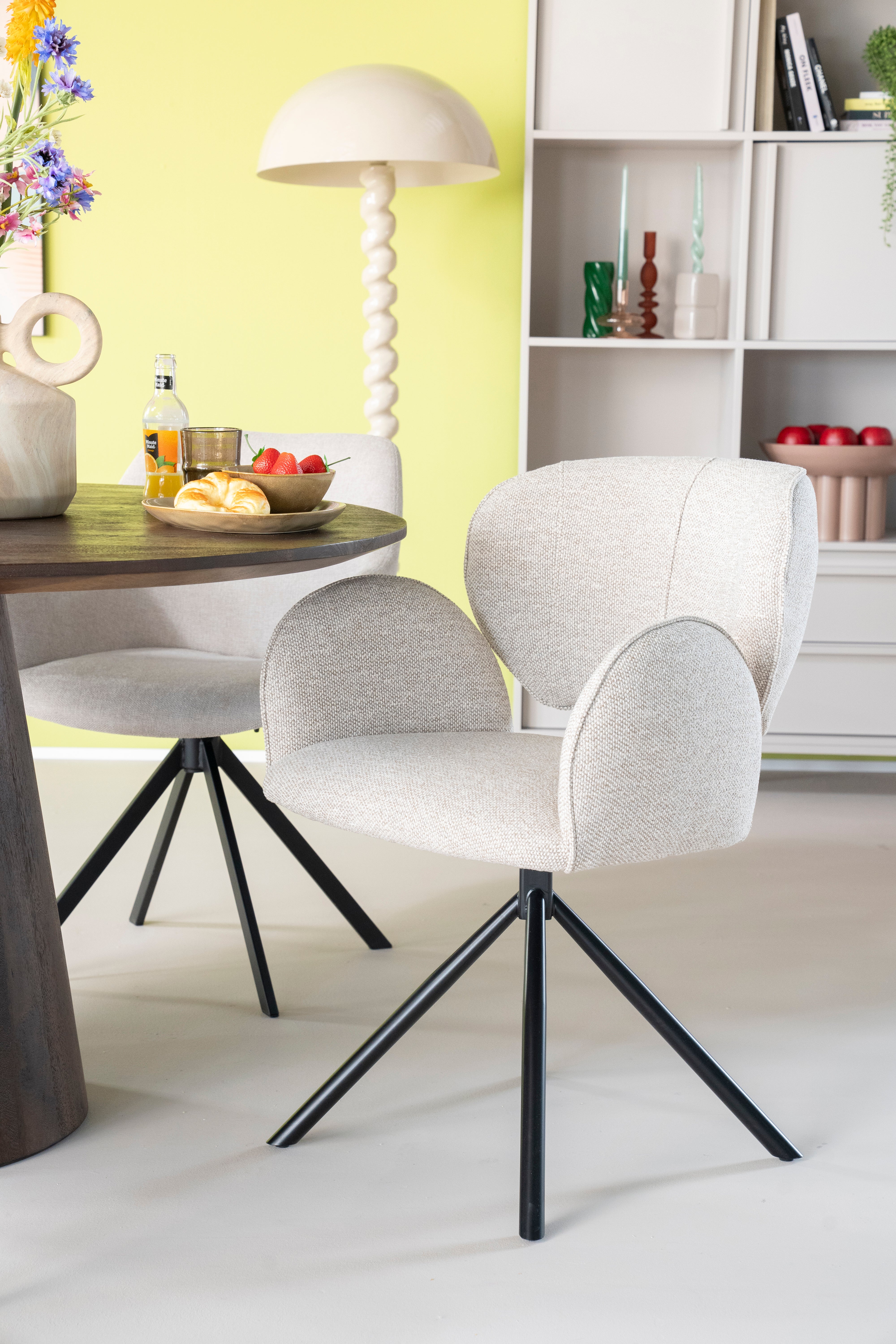 ROSALIN Chair Beige with Black Base