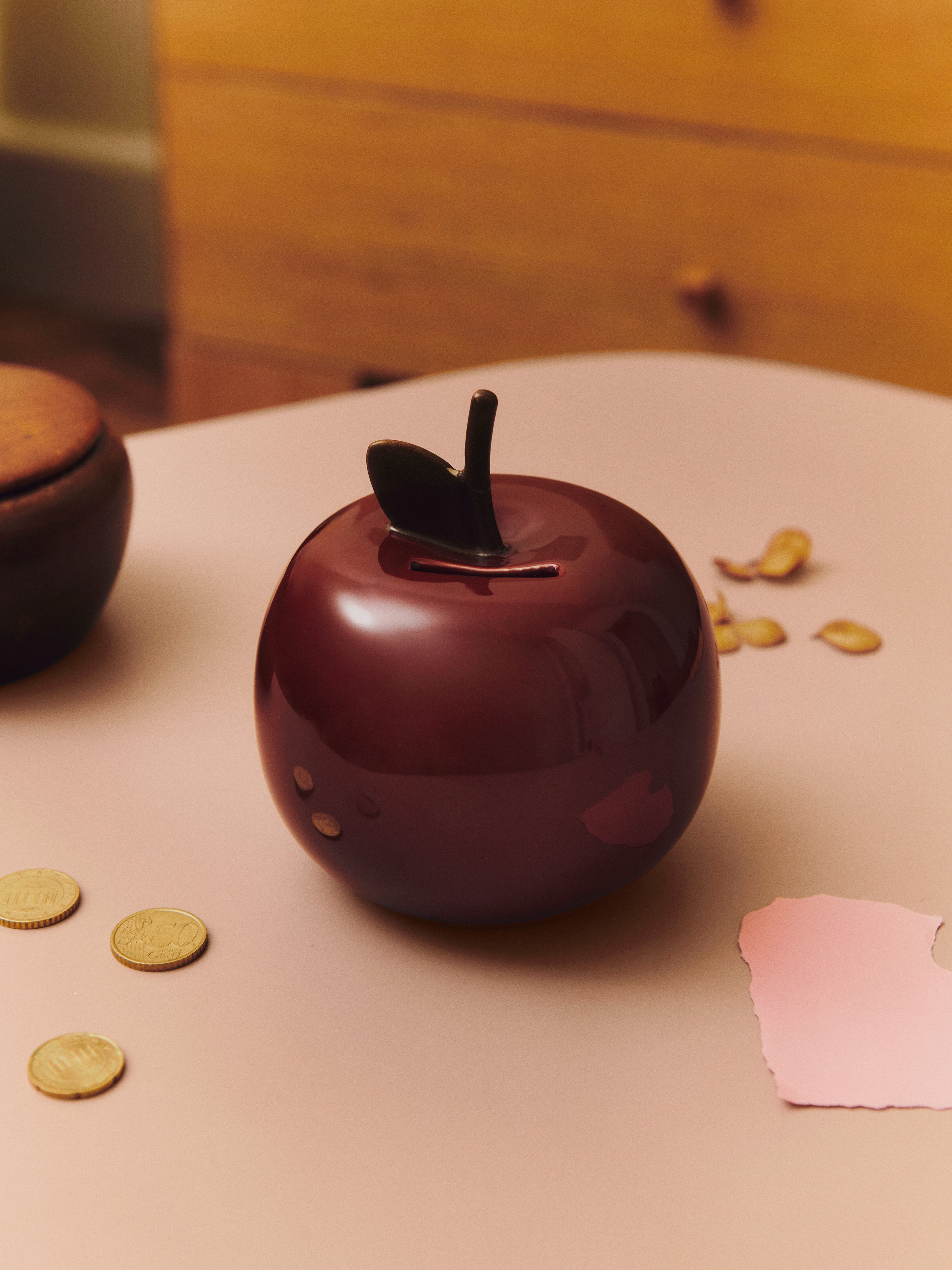 red APPLE piggy bank
