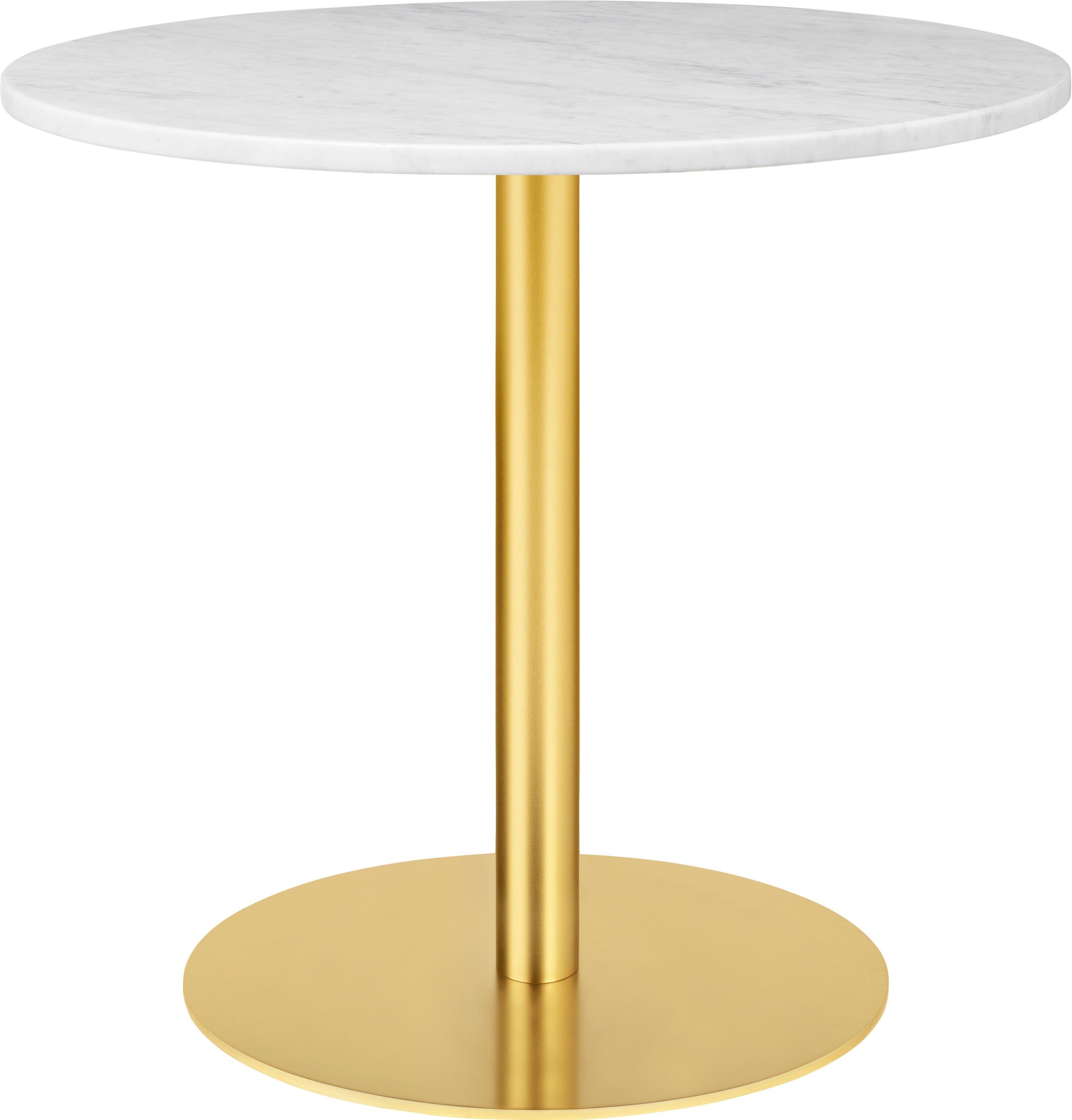 Round table 1.0 white marble with a gold base