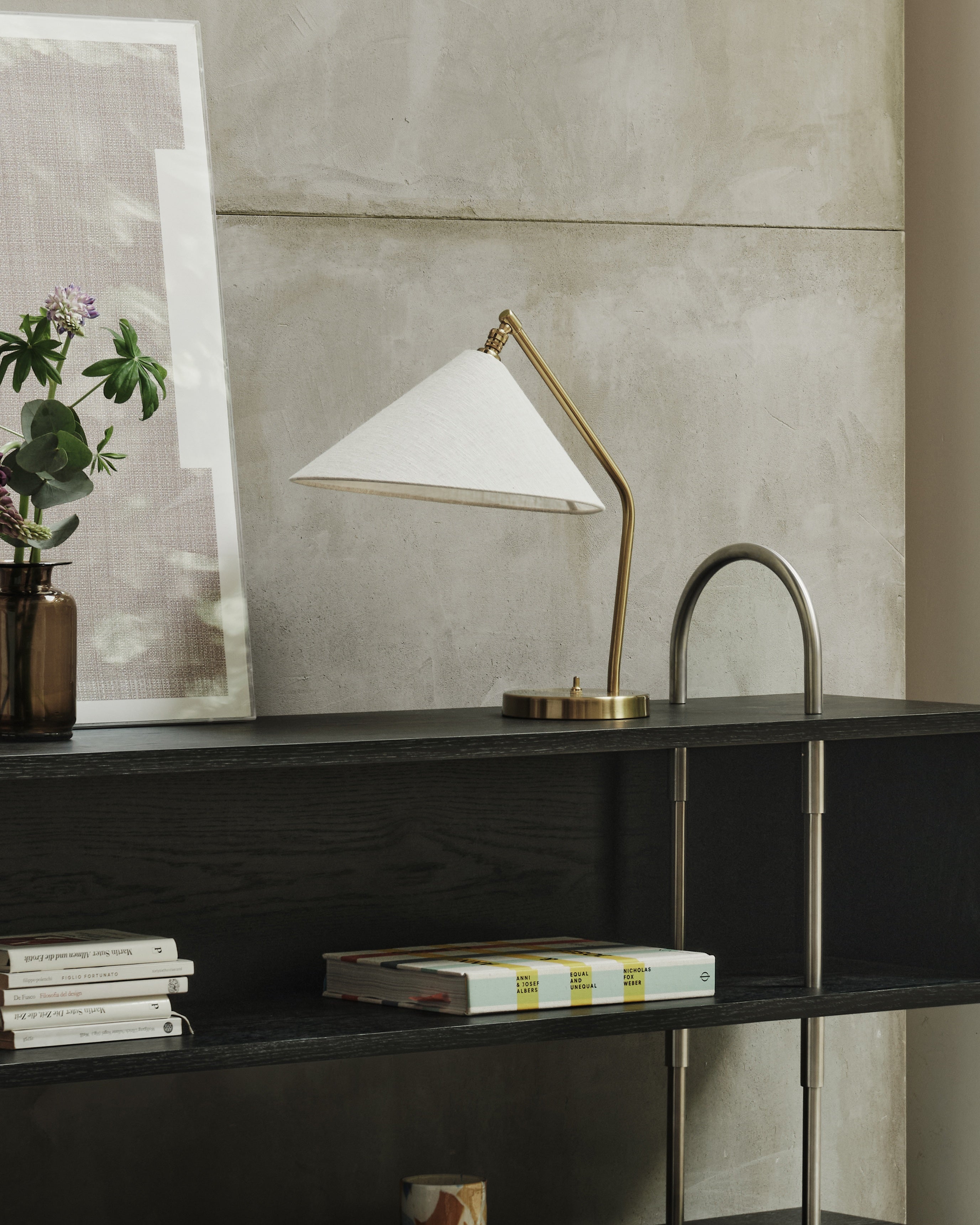 GRÄSHOPPA Table Lamp in Brass and Canvas