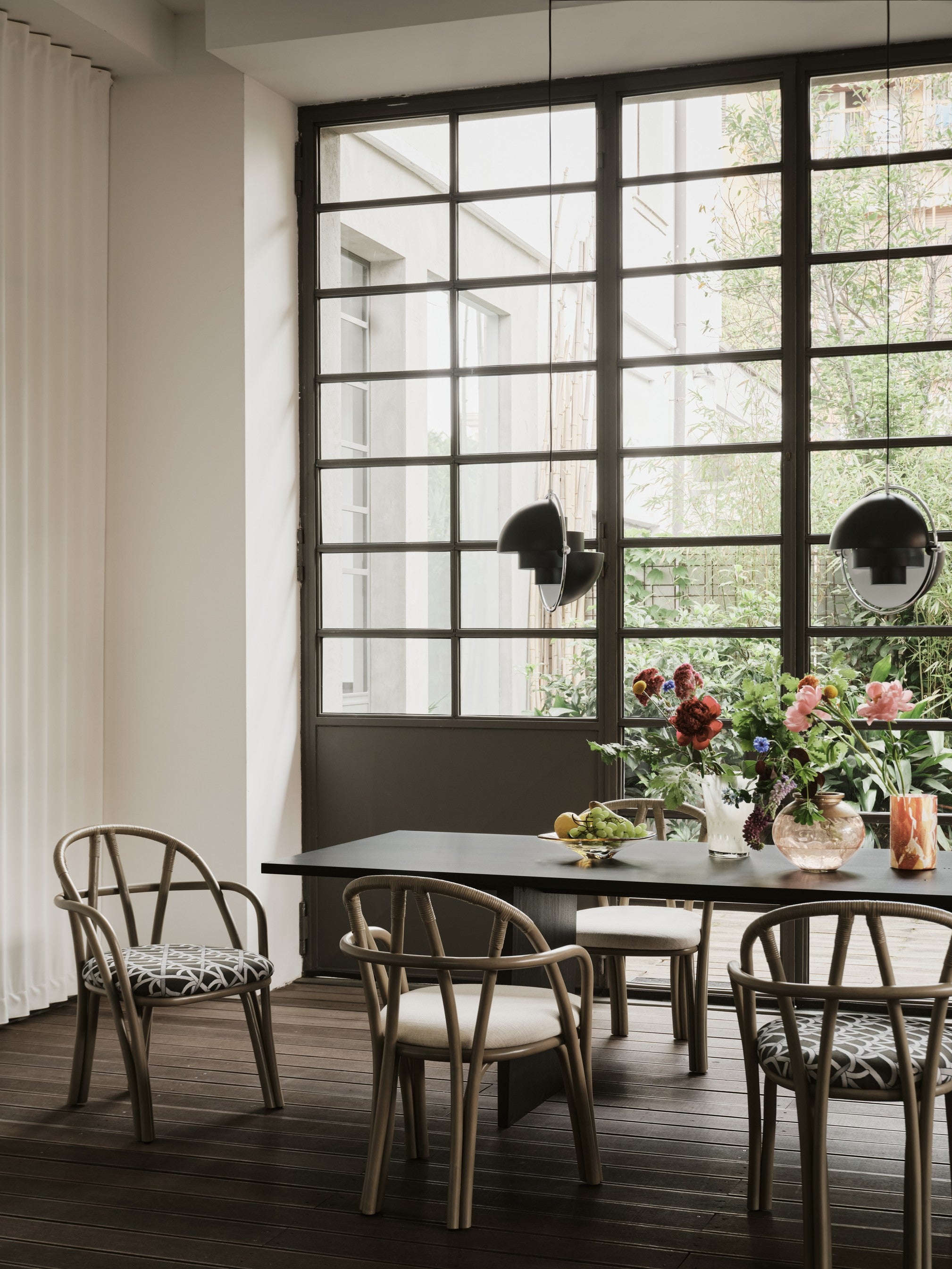 MULTI-LITE pendant lamp in gray-blue with brass