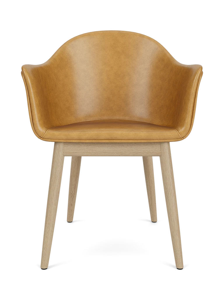 Sessel mit Armlehnen HARBOUR cognacfarbenes Leder mit Eichenbasis