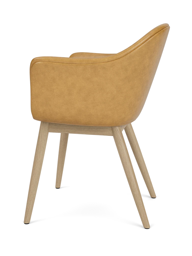 Sessel mit Armlehnen HARBOUR cognacfarbenes Leder mit Eichenbasis