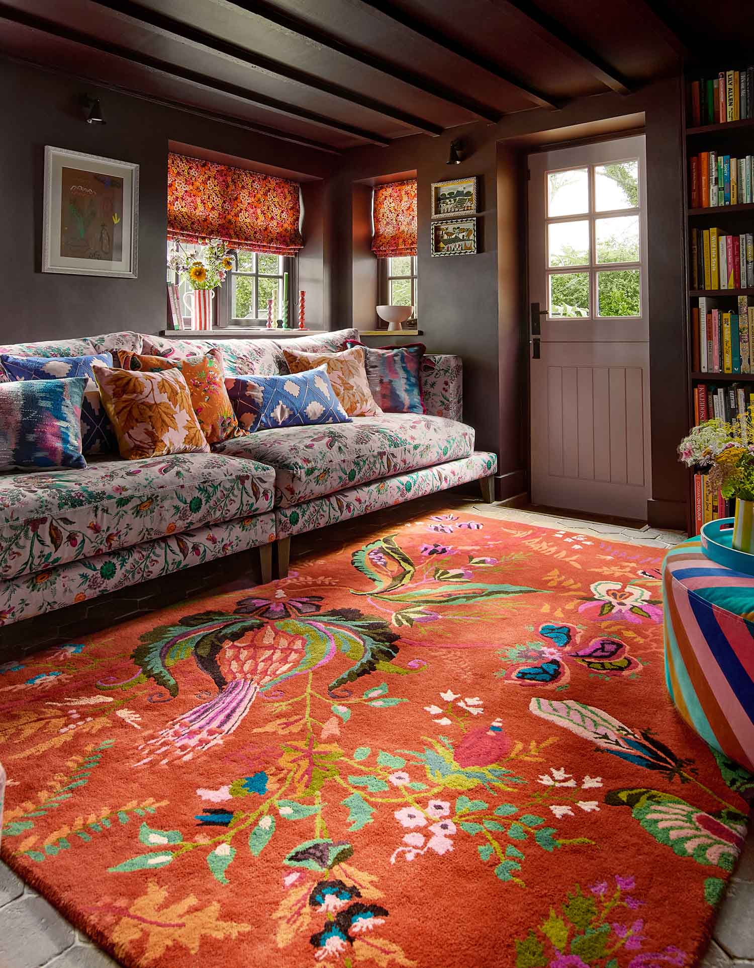 Wonderland Floral Amber Lapis rug red