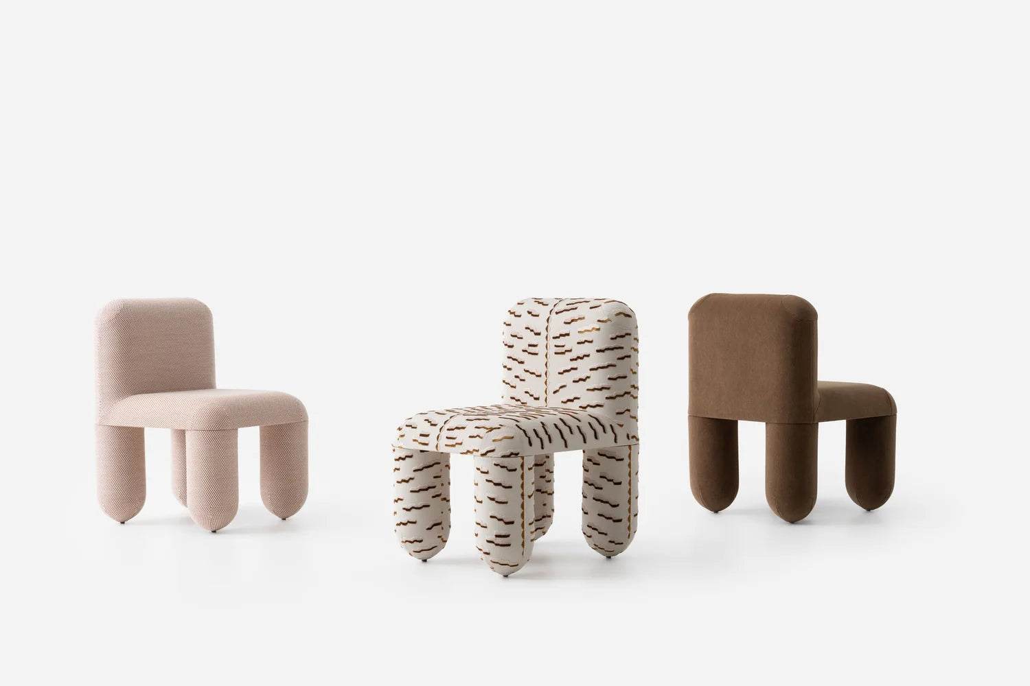 Stuhl HELLO sandbeige mit braunem Muster