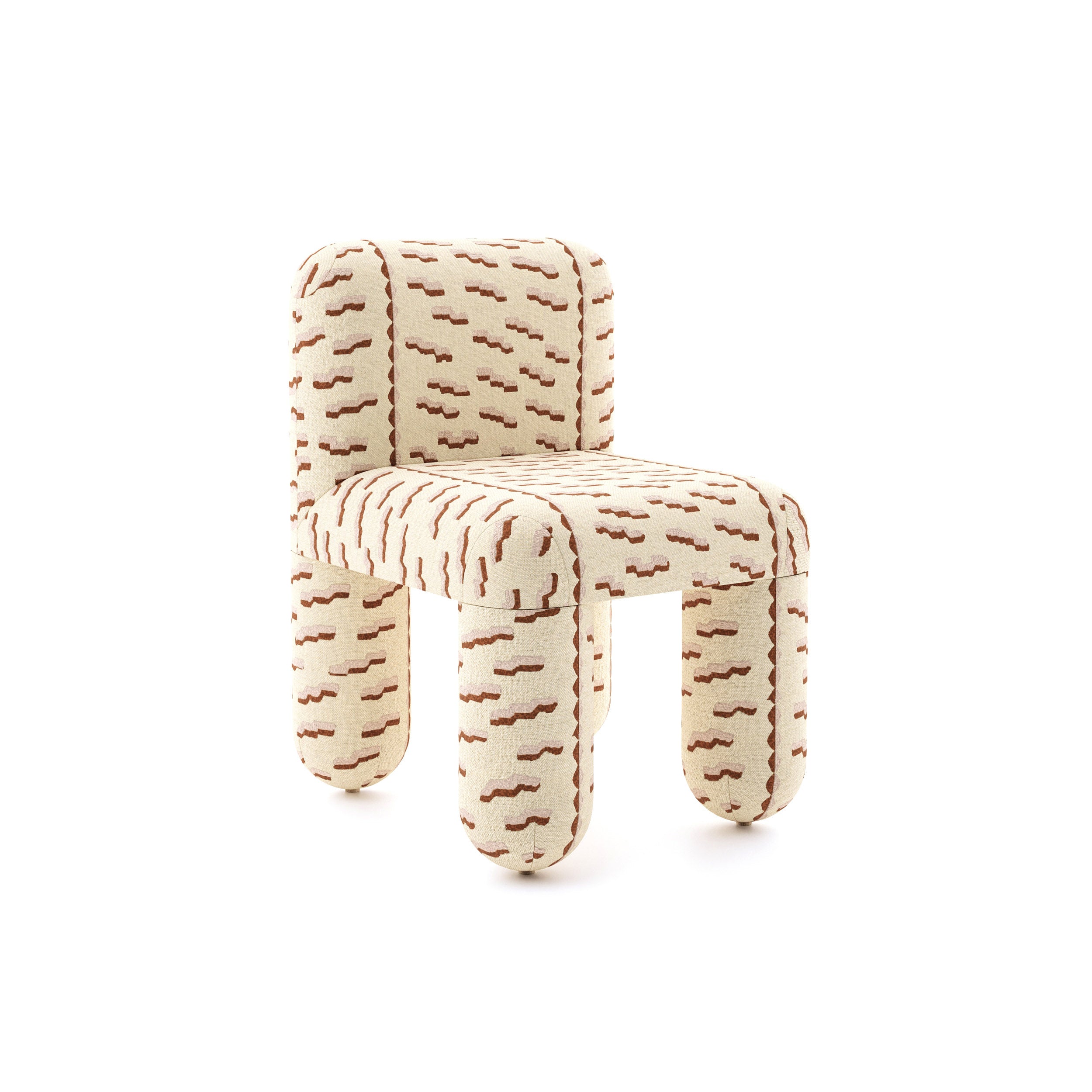 Stuhl HELLO sandbeige mit braunem Muster