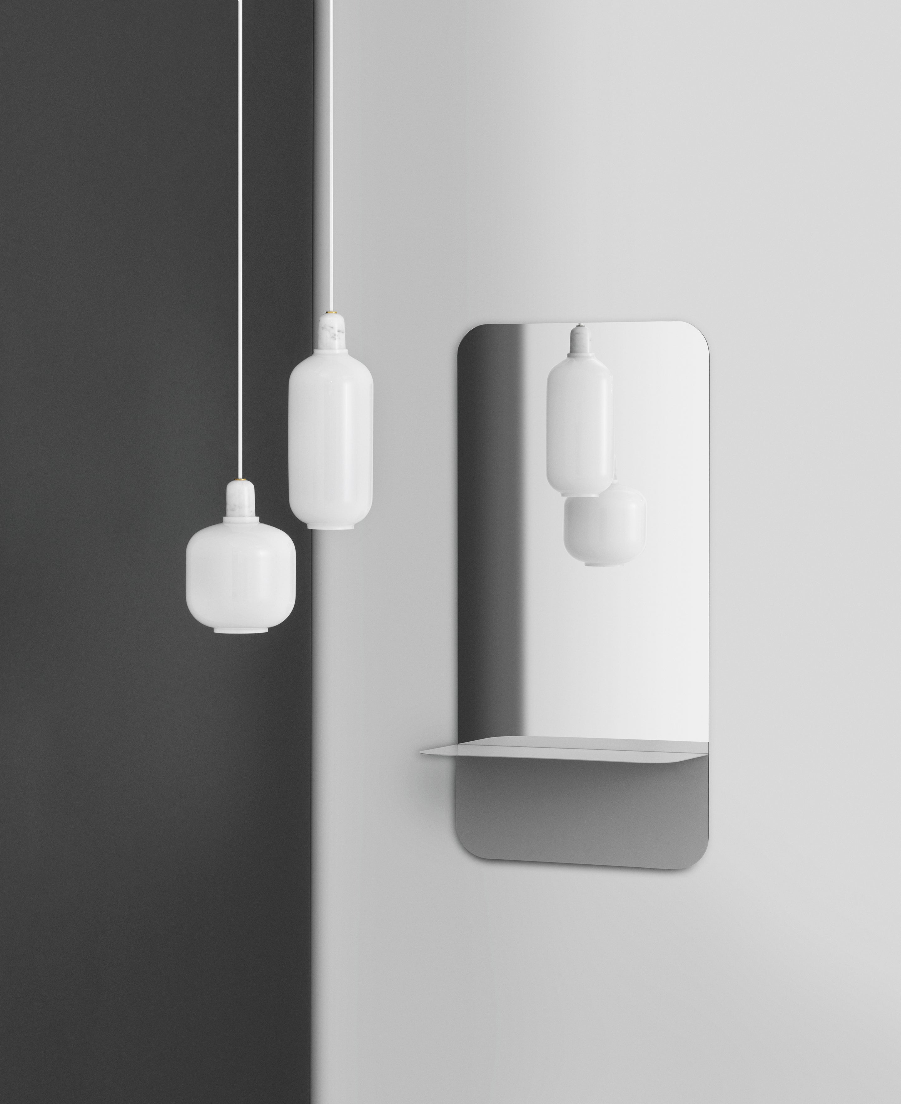 AMP LARGE pendant lamp white glass with white marble