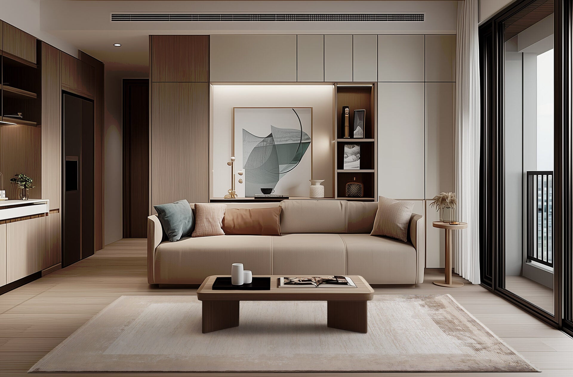 BORDER Beige Carpet with Brown