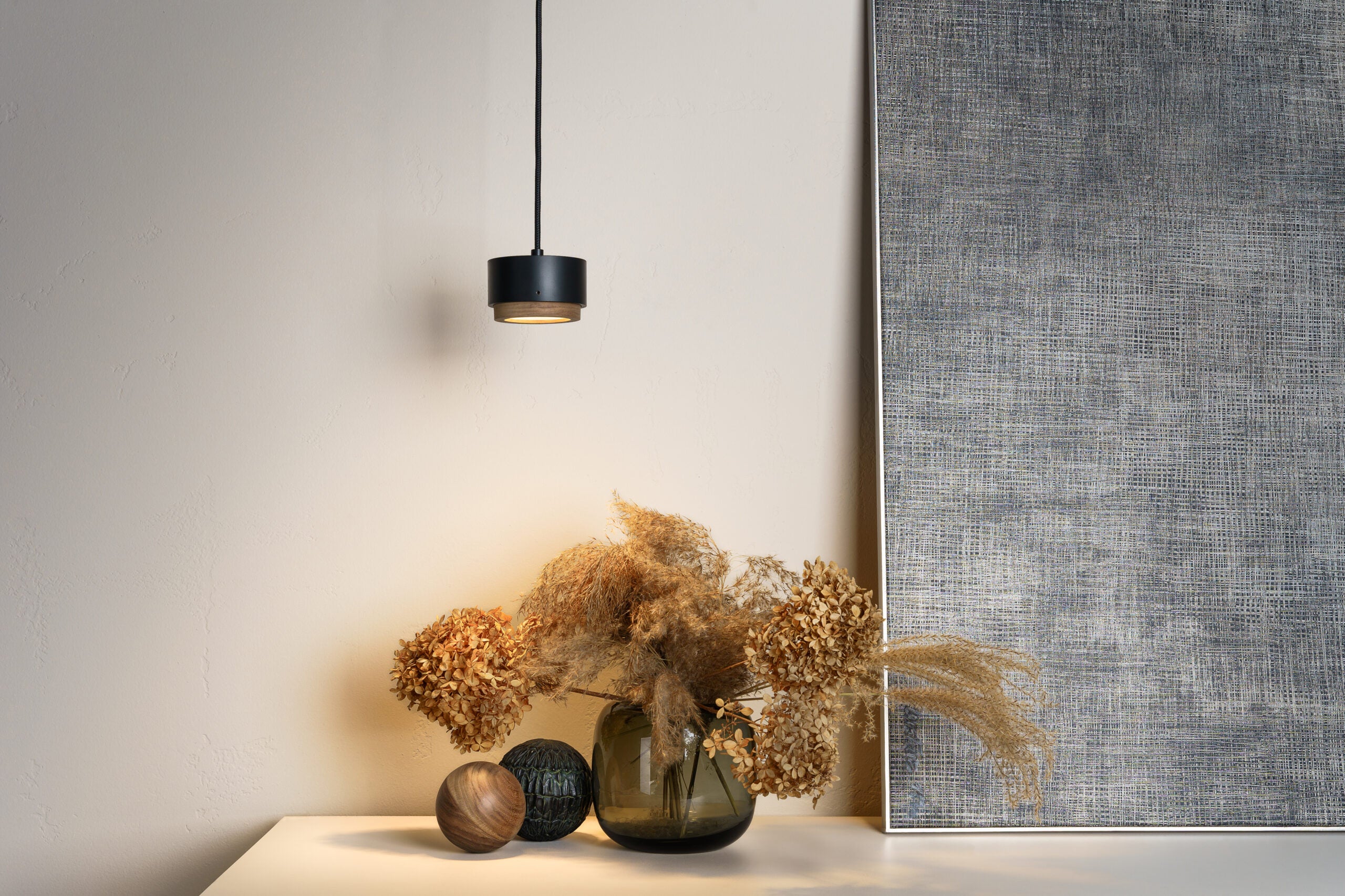 Lampa wisząca JUBI aluminium z drewnem orzechowym