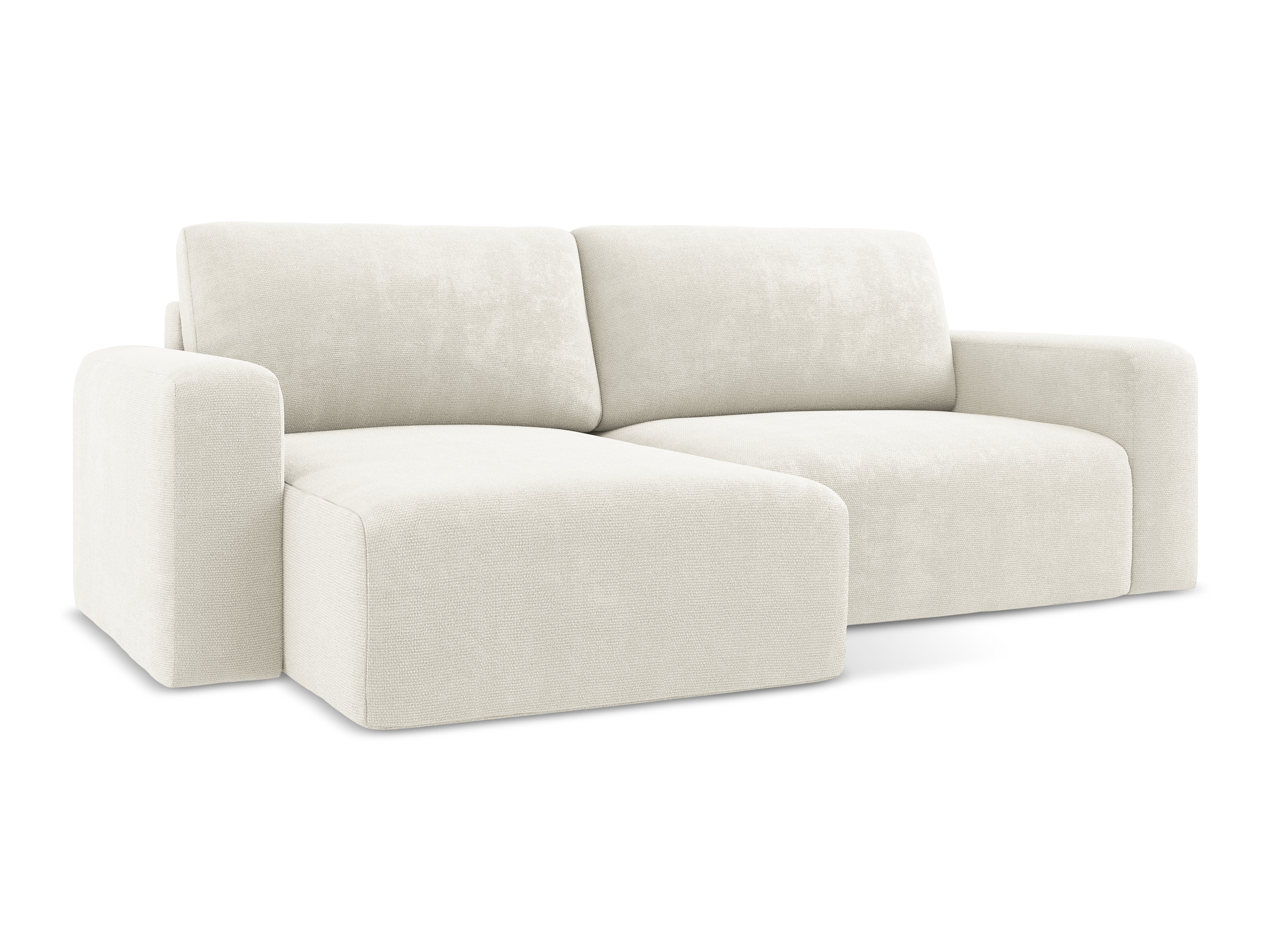 Left-sided corner sofa bed KONA white chenille