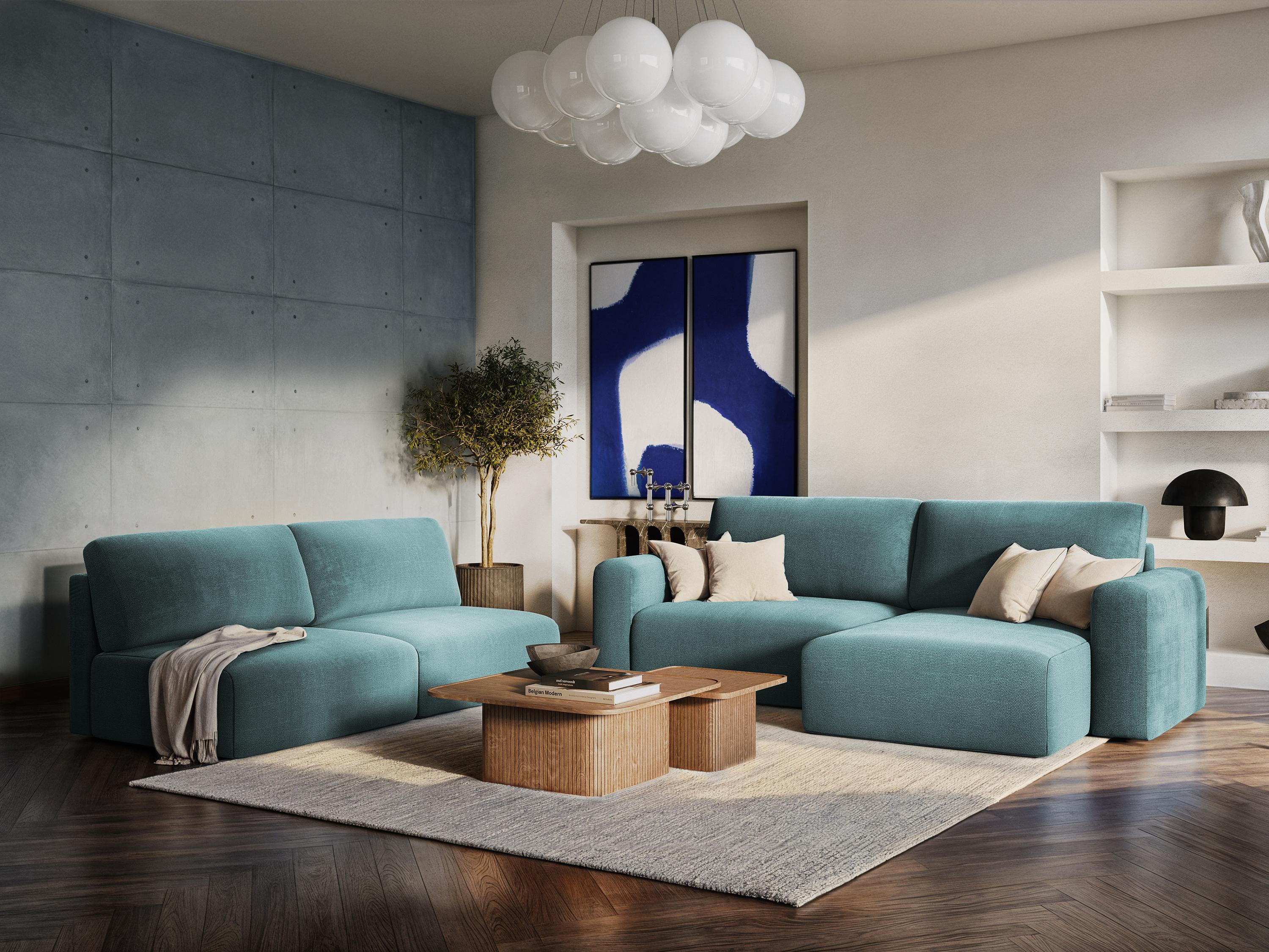 Right-facing velvet corner sofa bed KONA black