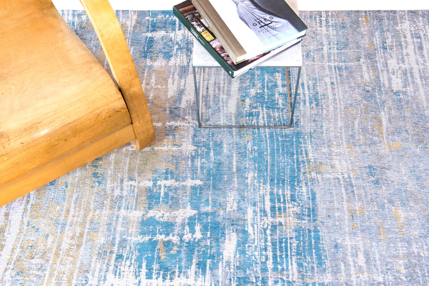 Runde Teppichstreifen Long Island Blue Beige-blau
