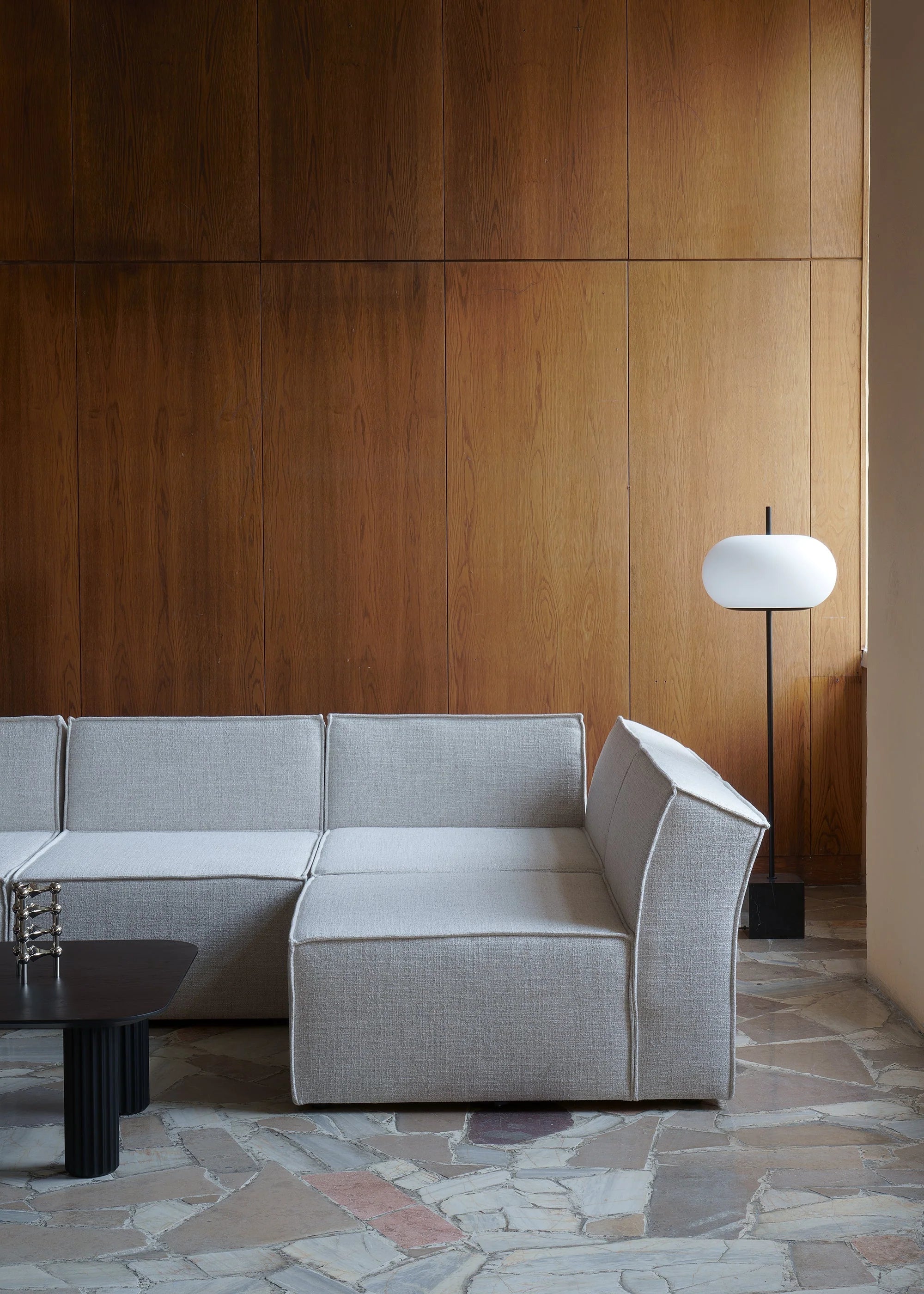Modulsofa ANDO - rechtes Modul braunes Boucle