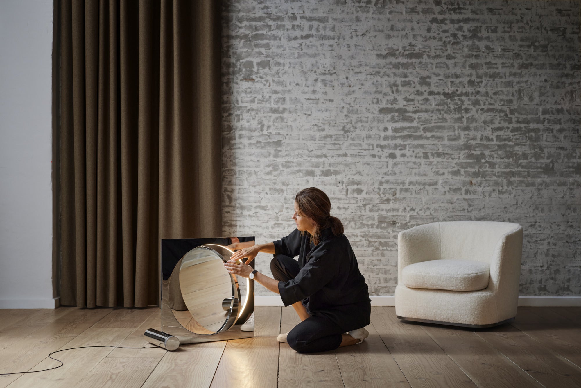 MOONSETTER chrome floor lamp