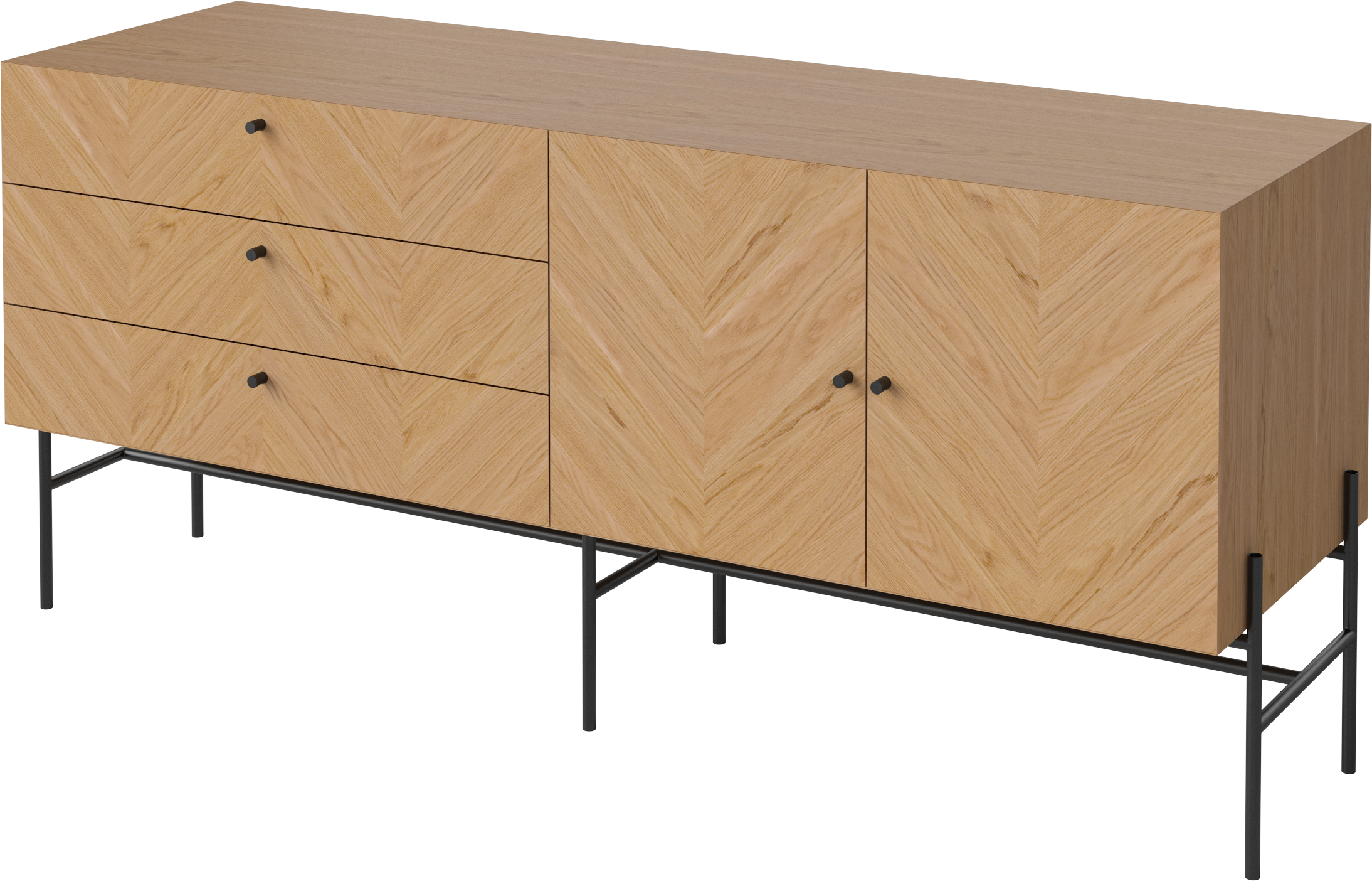 Luxe sideboard oak wood with a black base