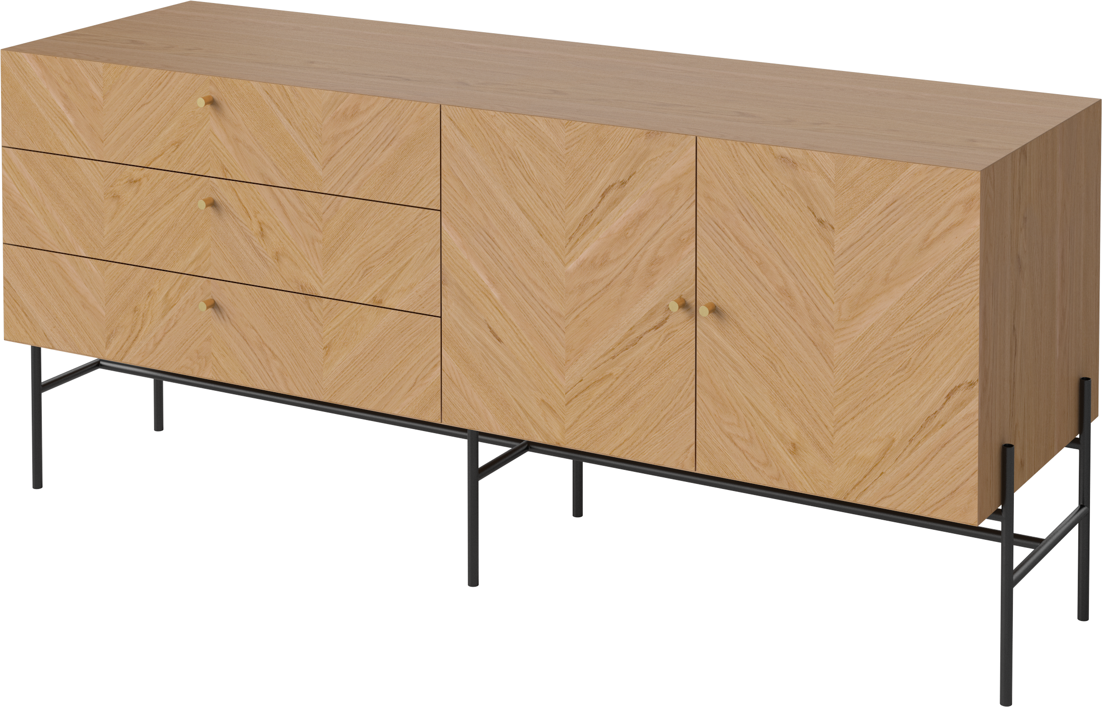 Luxe sideboard oak wood with a black base