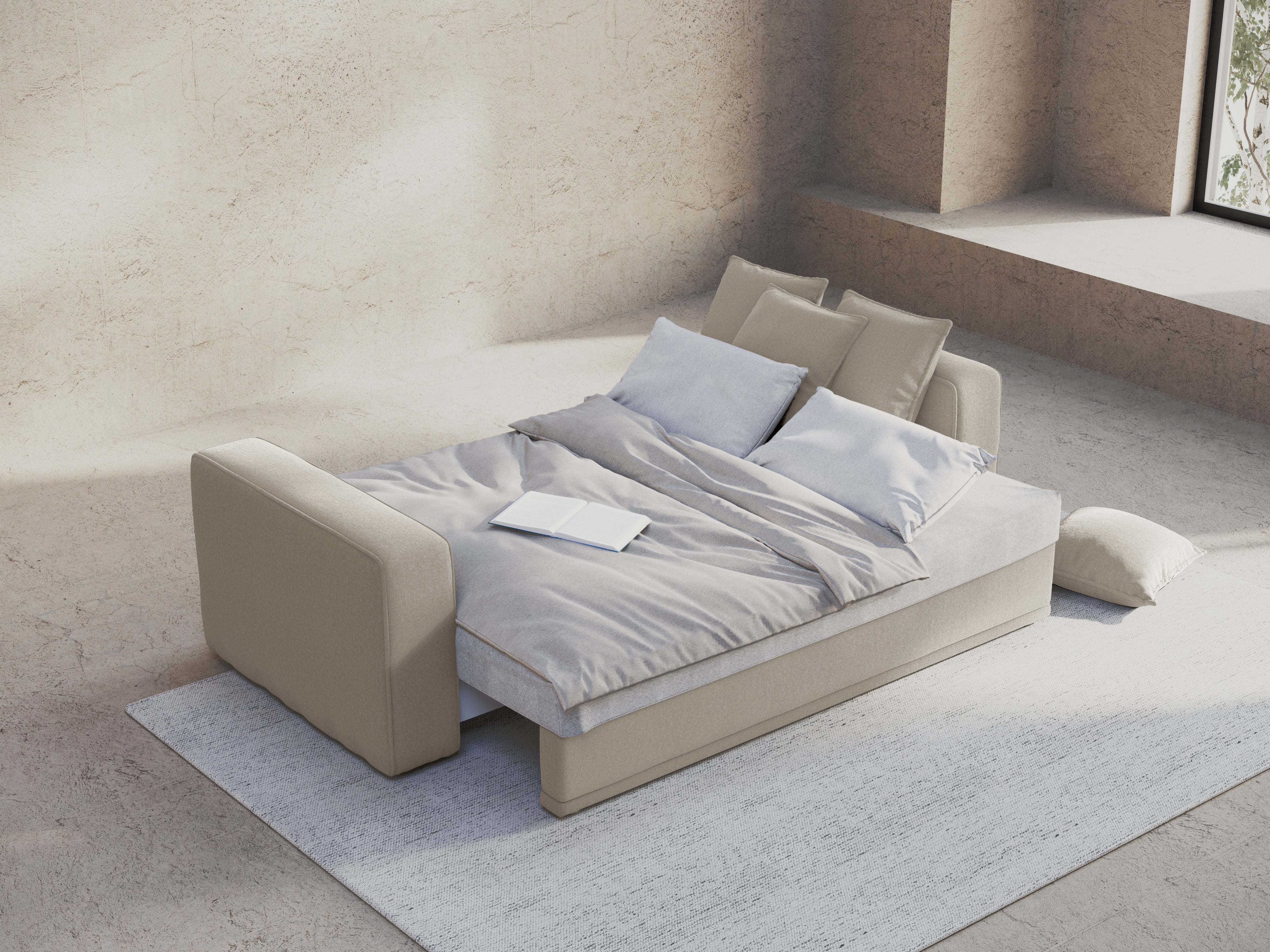 Sofa z funkcją spania RIBES beżowy szenil