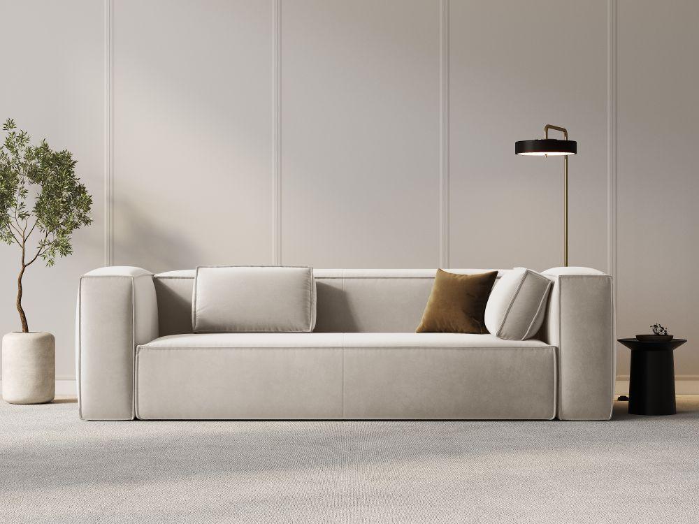 Velvet 4-seater sofa MACKAY light beige